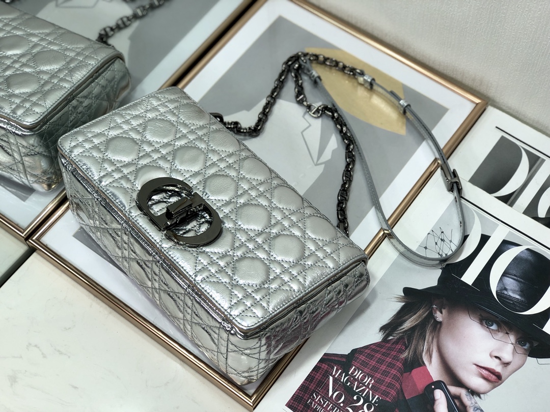 Bagsaaa D10r Medium Caro Silver Cannage - 25.5 x 15.5 x 8 cm
