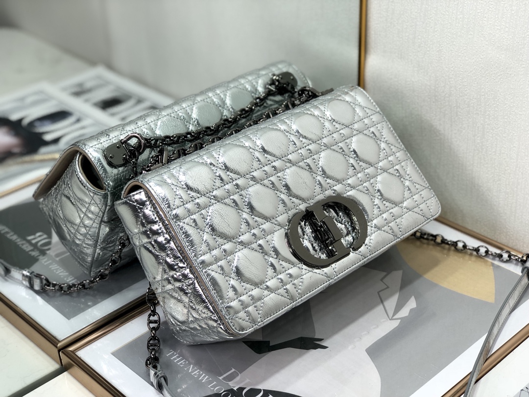 Bagsaaa D10r Medium Caro Silver Cannage - 25.5 x 15.5 x 8 cm