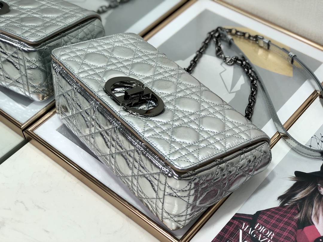 Bagsaaa D10r Medium Caro Silver Cannage - 25.5 x 15.5 x 8 cm