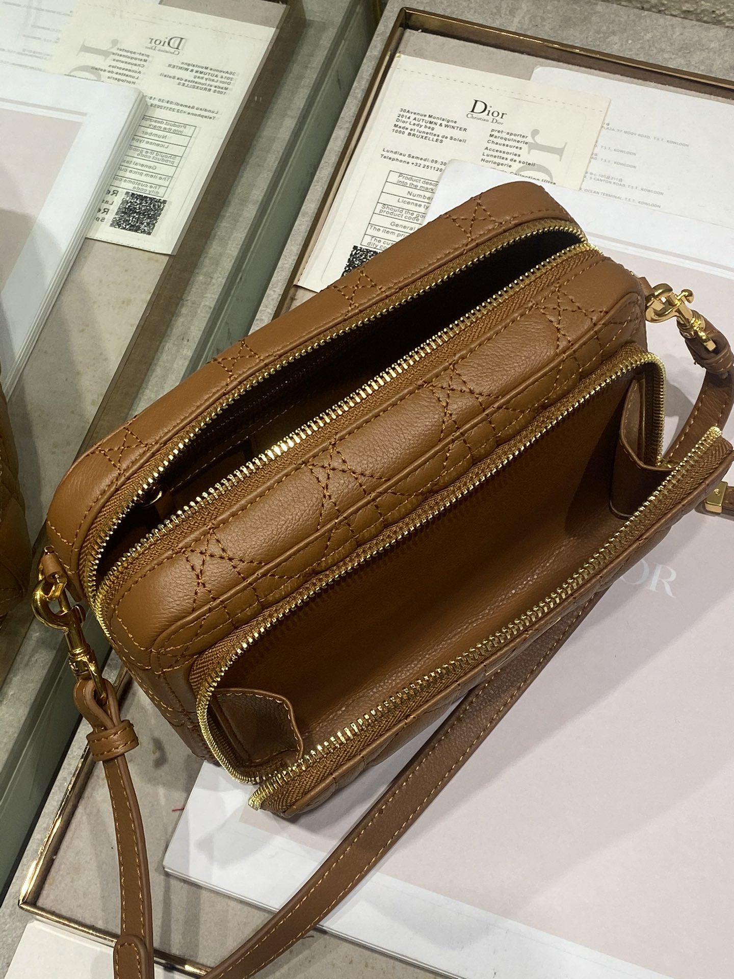 Bagsaaa D10r Carou Double Pouch Brown - 19×10.5×5cm