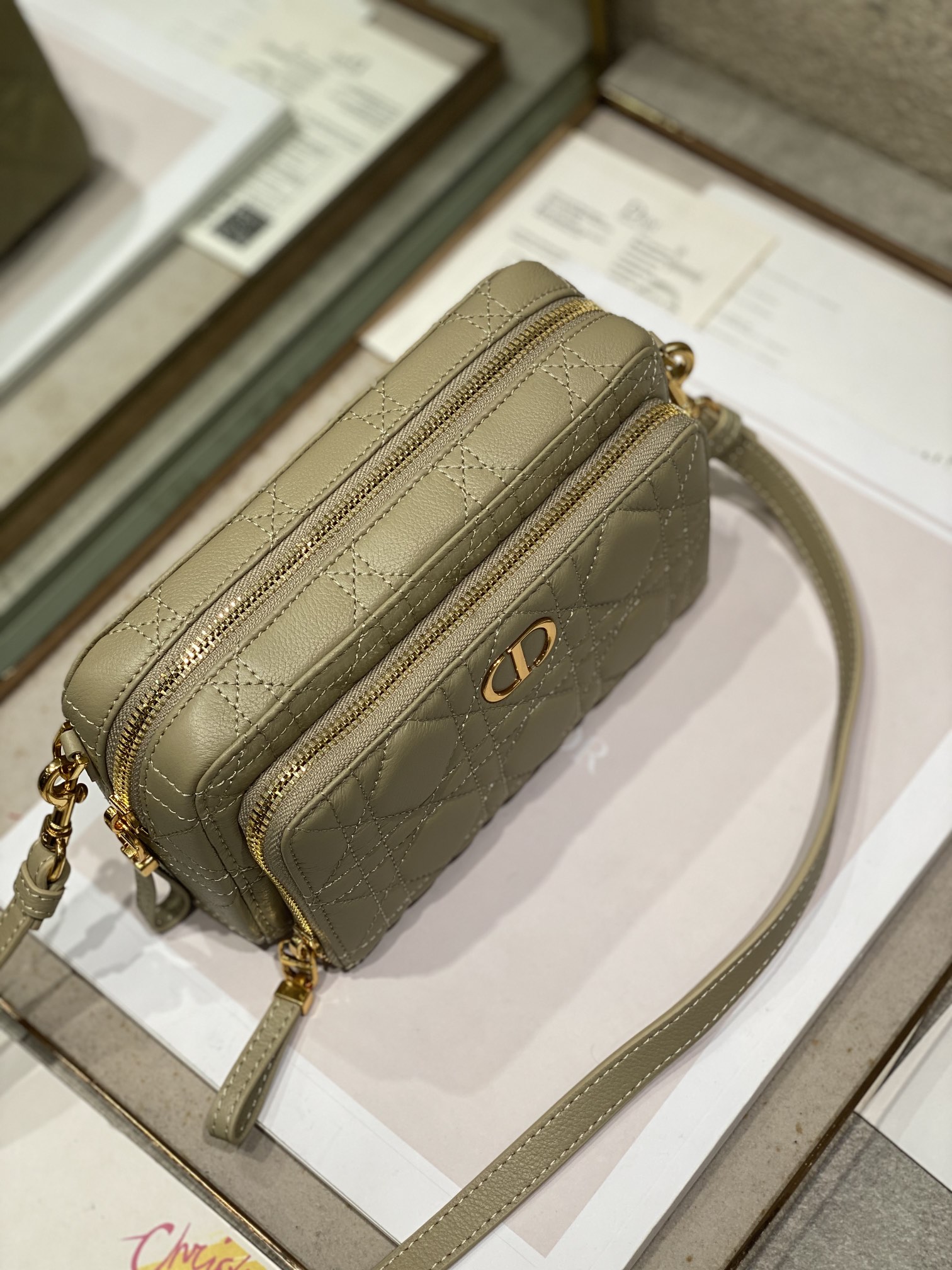 Bagsaaa D10r Carou Double Pouch Beige - 19×10.5×5cm