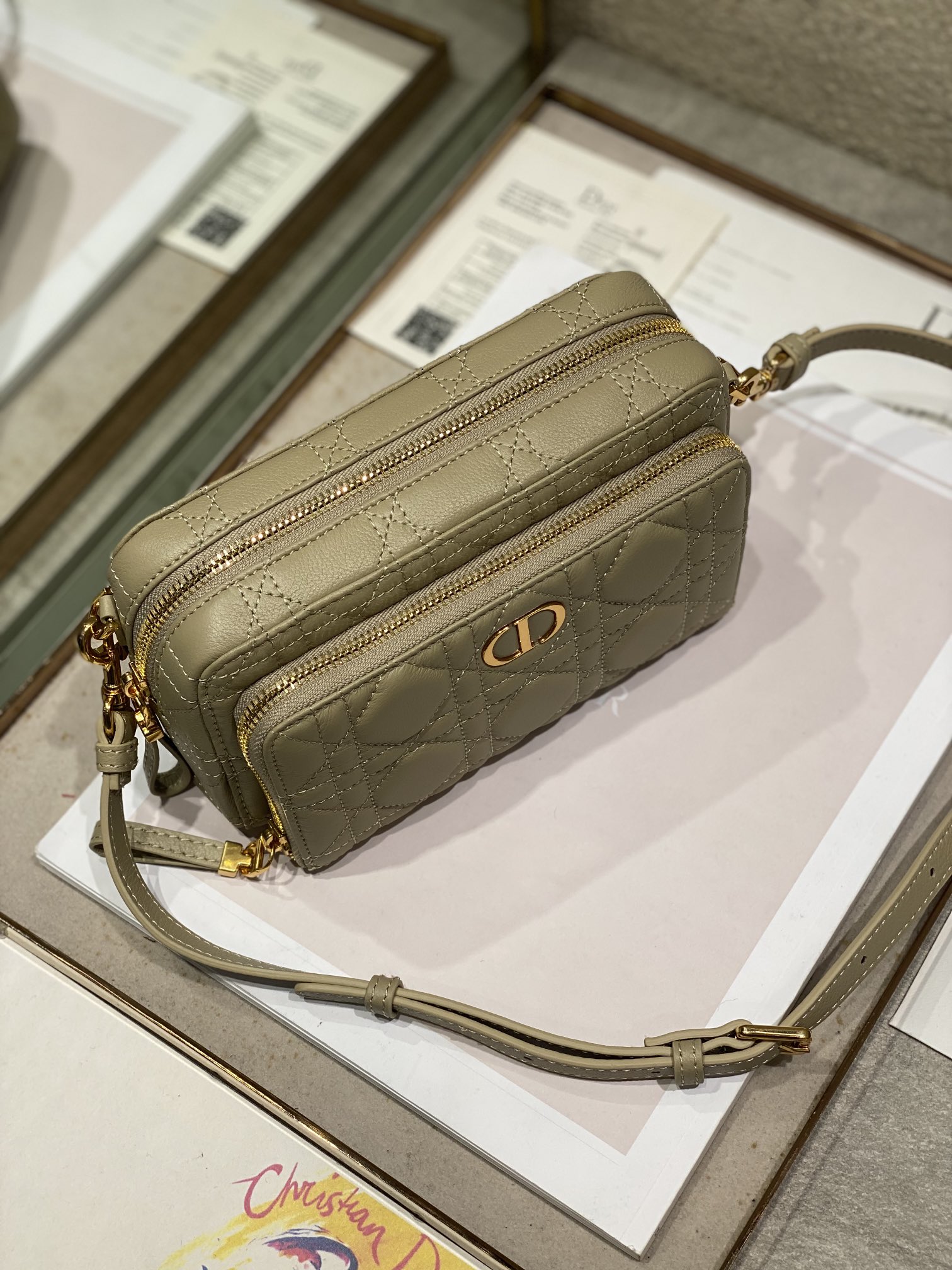Bagsaaa D10r Carou Double Pouch Beige - 19×10.5×5cm