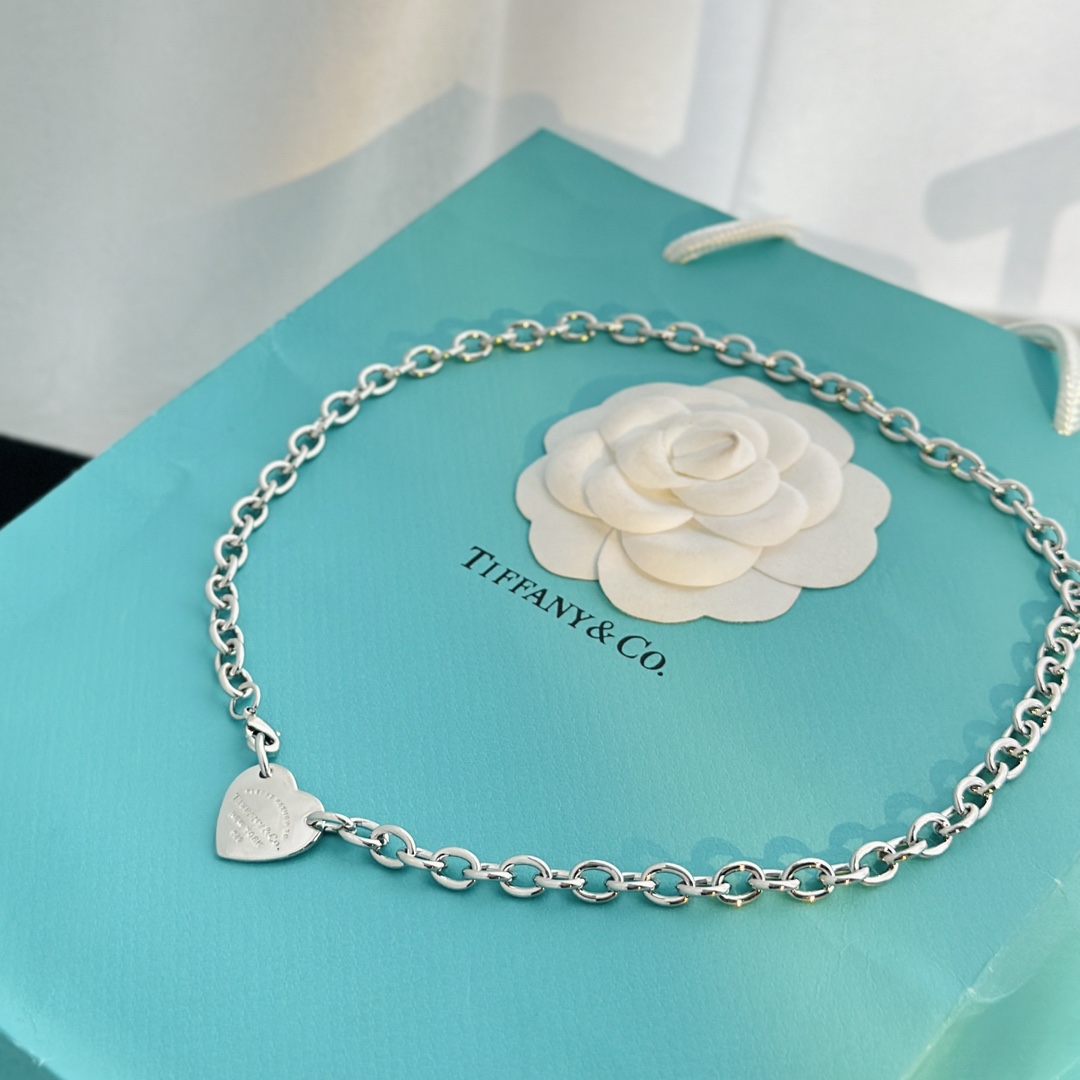 Bagsaaa T*f*ny & Co Heart Tag Chain Link Choker