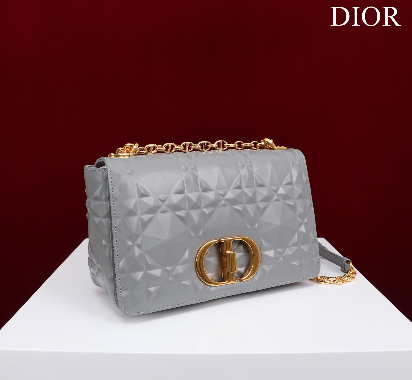Bagsaaa D10r Caro Medium Shoulder Bag Grey - 25×15×8cm