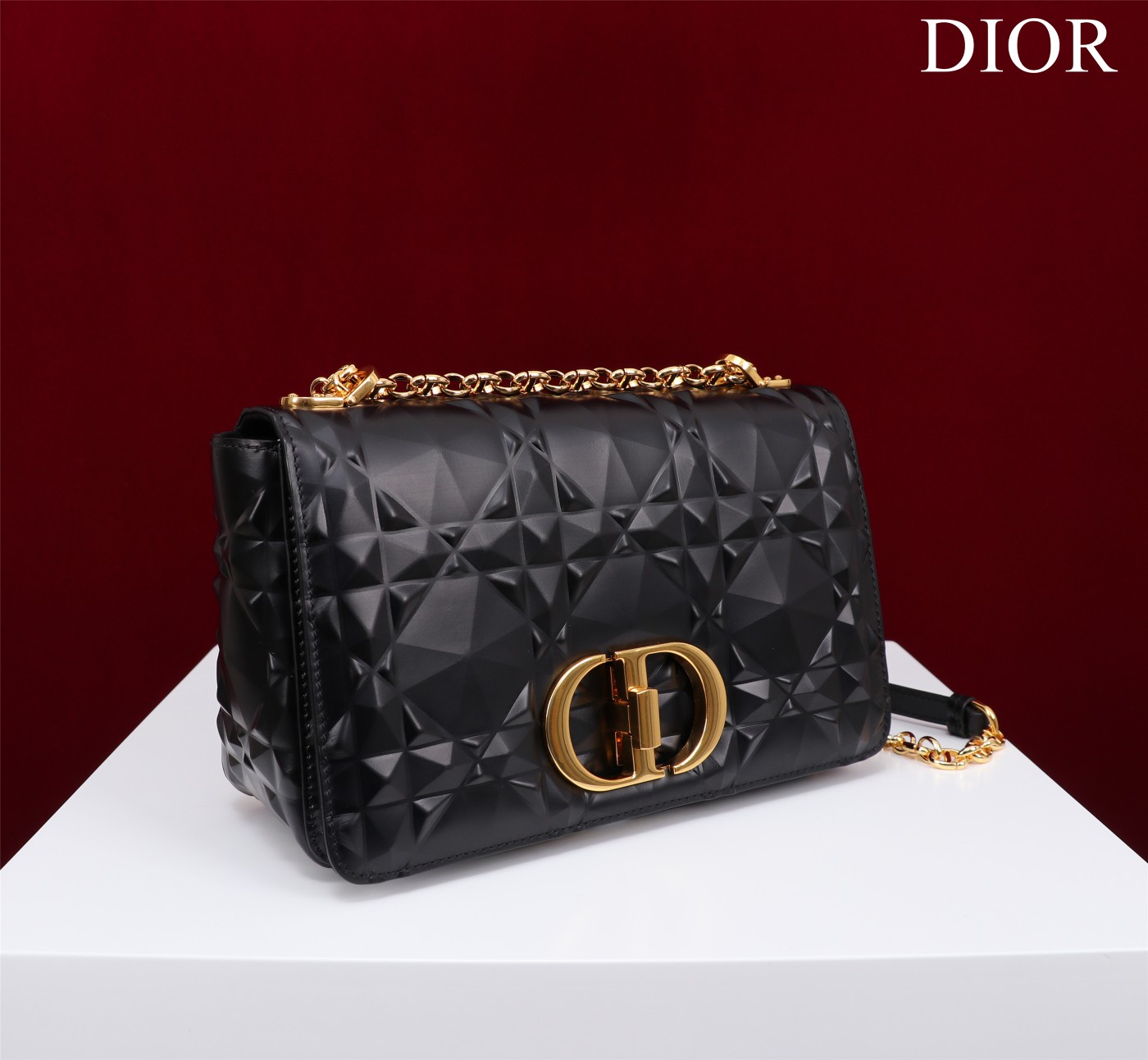 Bagsaaa D10r Caro Medium Shoulder Bag Black With Gold Hardware - 25×15×8cm