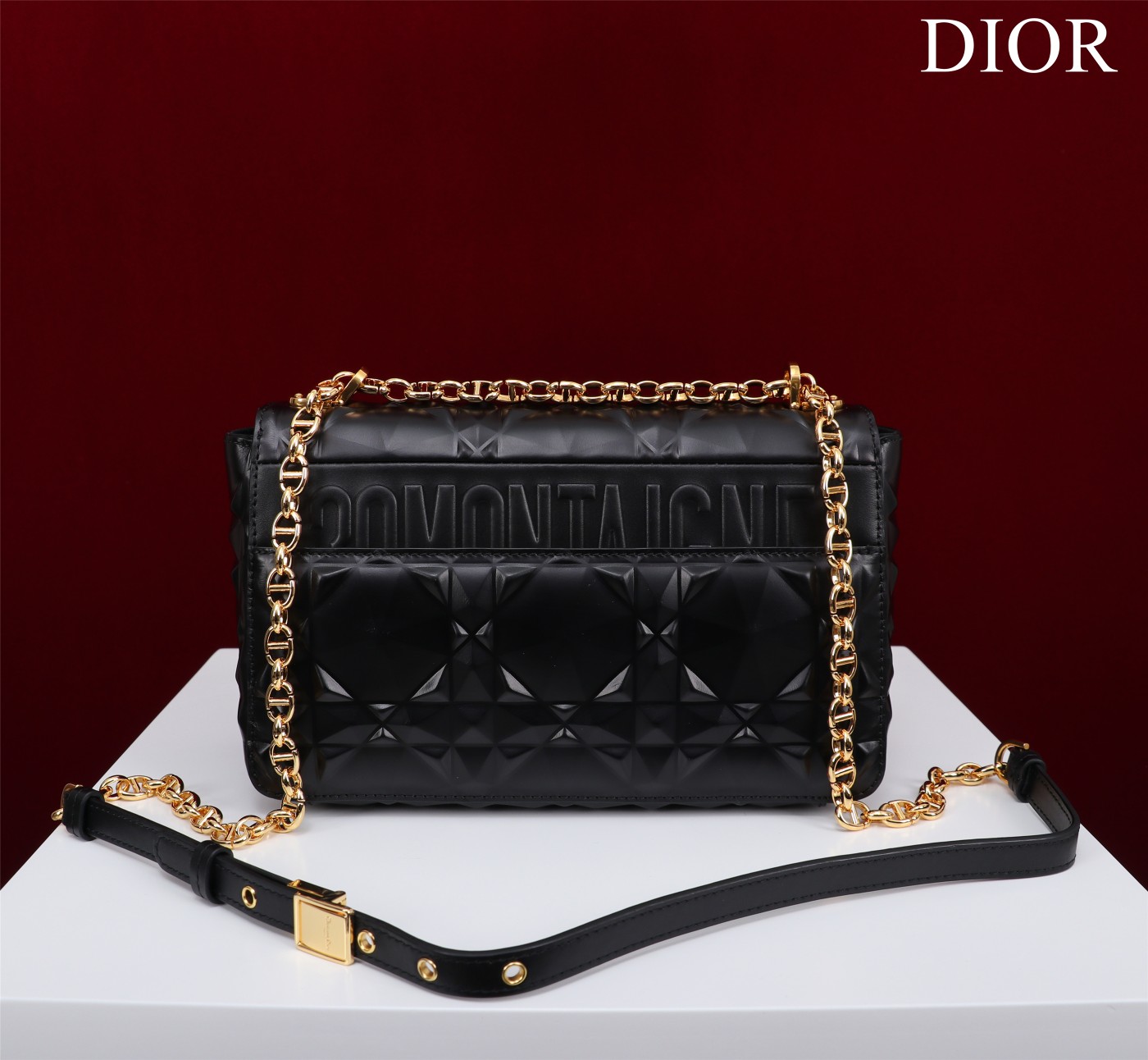 Bagsaaa D10r Caro Medium Shoulder Bag Black With Gold Hardware - 25×15×8cm