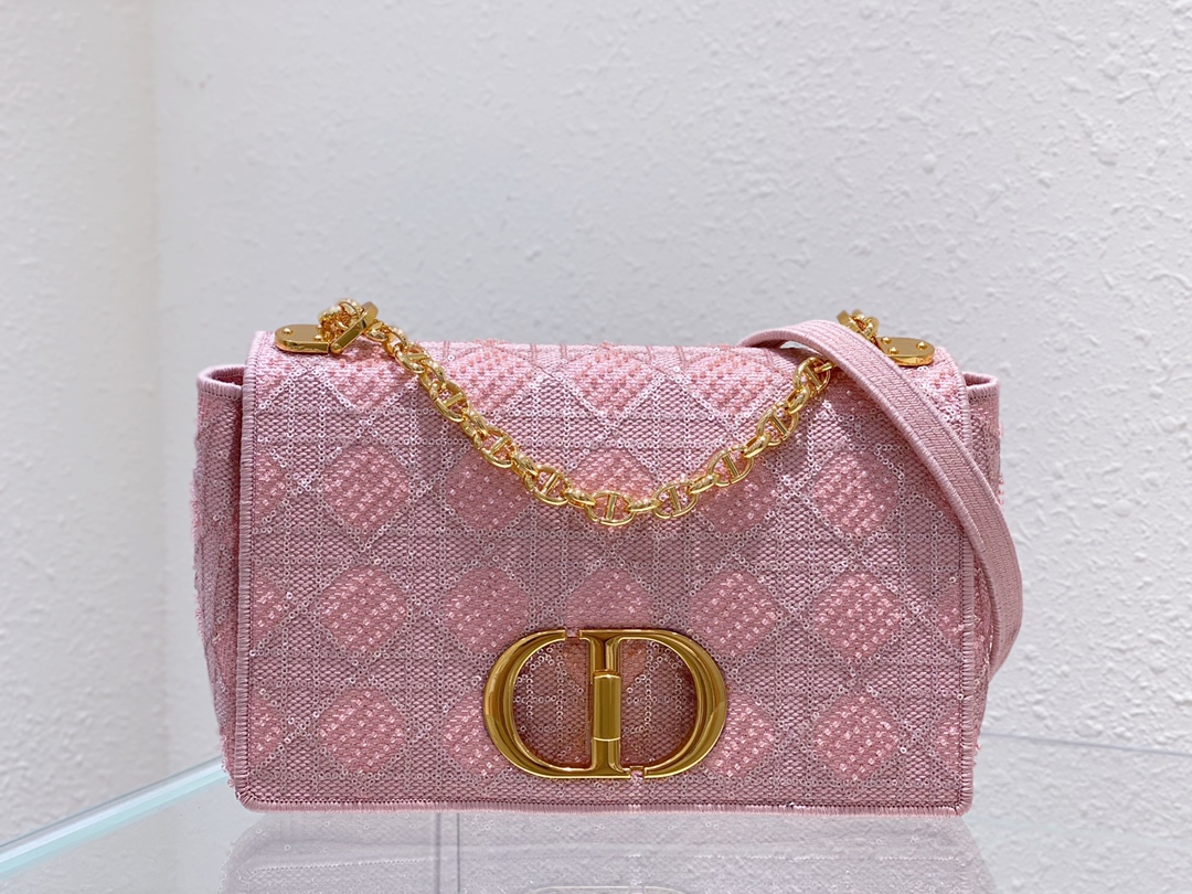 Bagsaaa D10r Caro Medium Cannage Pink Bag - 25.5*15.5*8cm