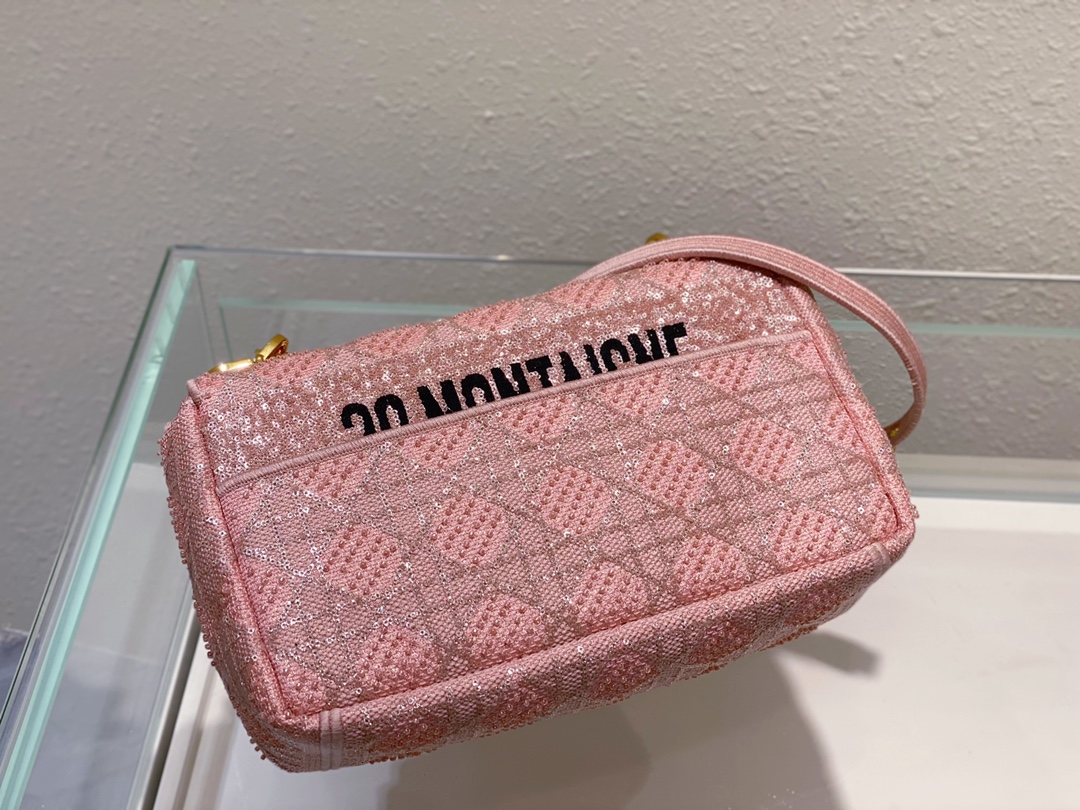 Bagsaaa D10r Caro Medium Cannage Pink Bag - 25.5*15.5*8cm