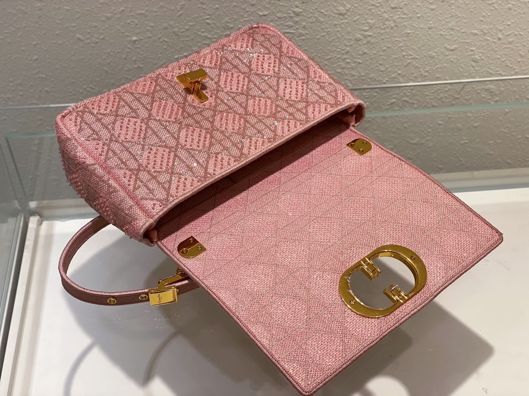 Bagsaaa D10r Caro Medium Cannage Pink Bag - 25.5*15.5*8cm