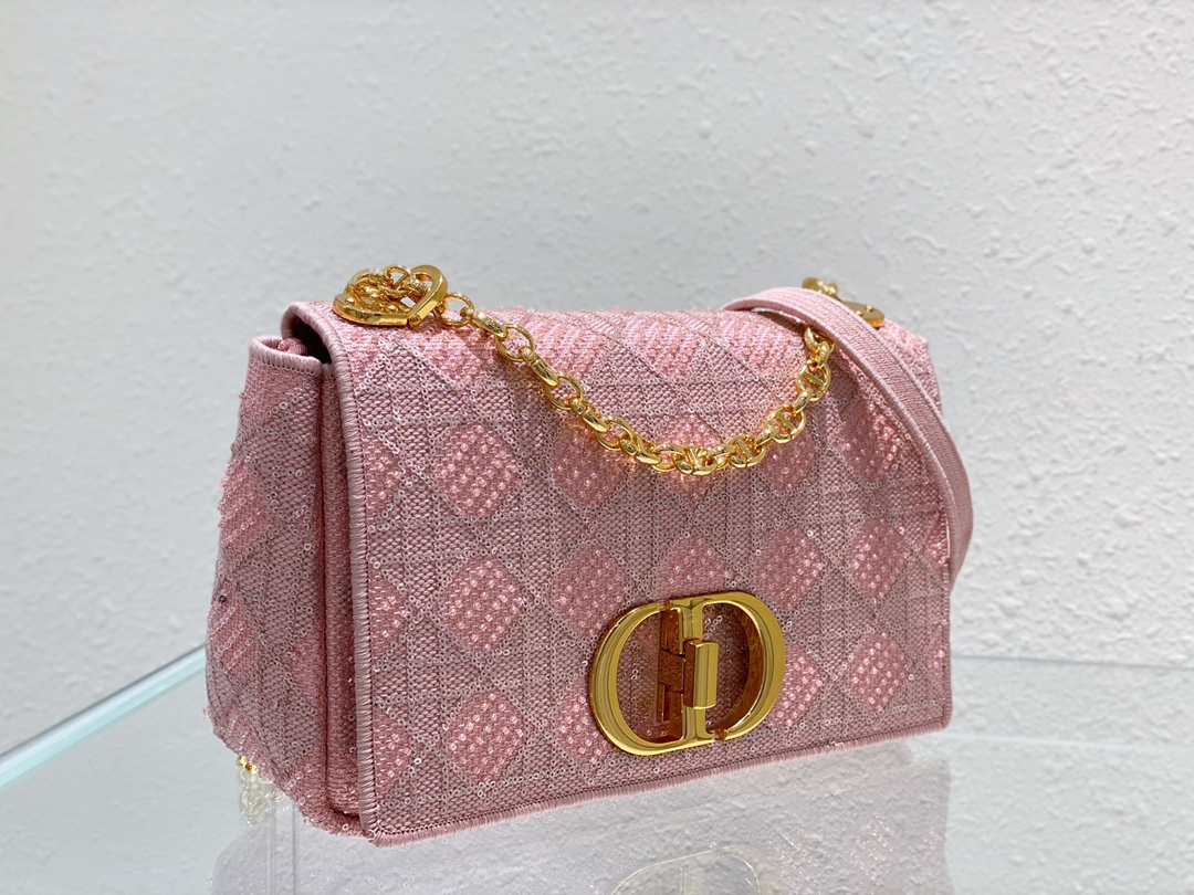 Bagsaaa D10r Caro Medium Cannage Pink Bag - 25.5*15.5*8cm