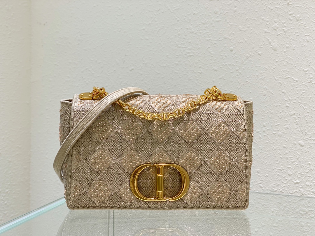 Bagsaaa D10r Caro Medium Cannage Beige Bag - 25.5*15.5*8cm