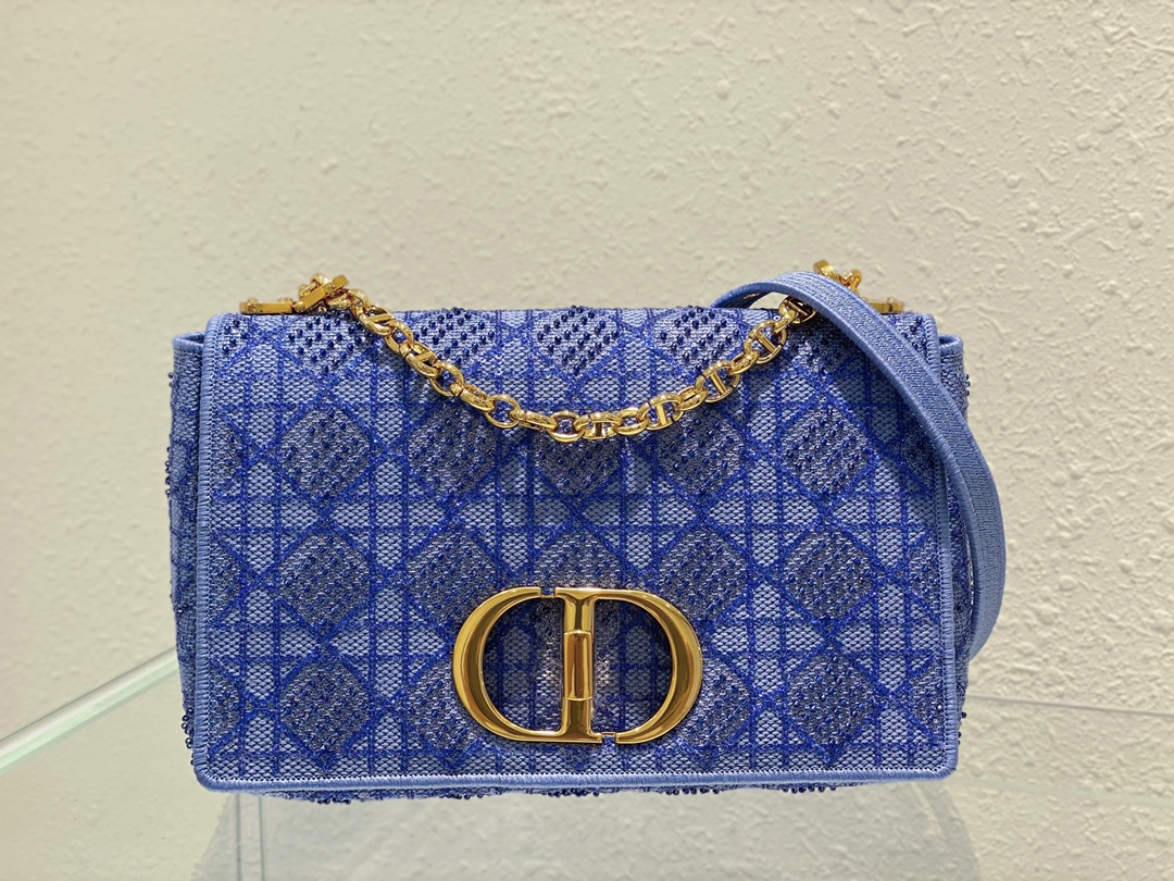 Bagsaaa D10r Caro Medium Cannage Blue Bag - 25.5*15.5*8cm