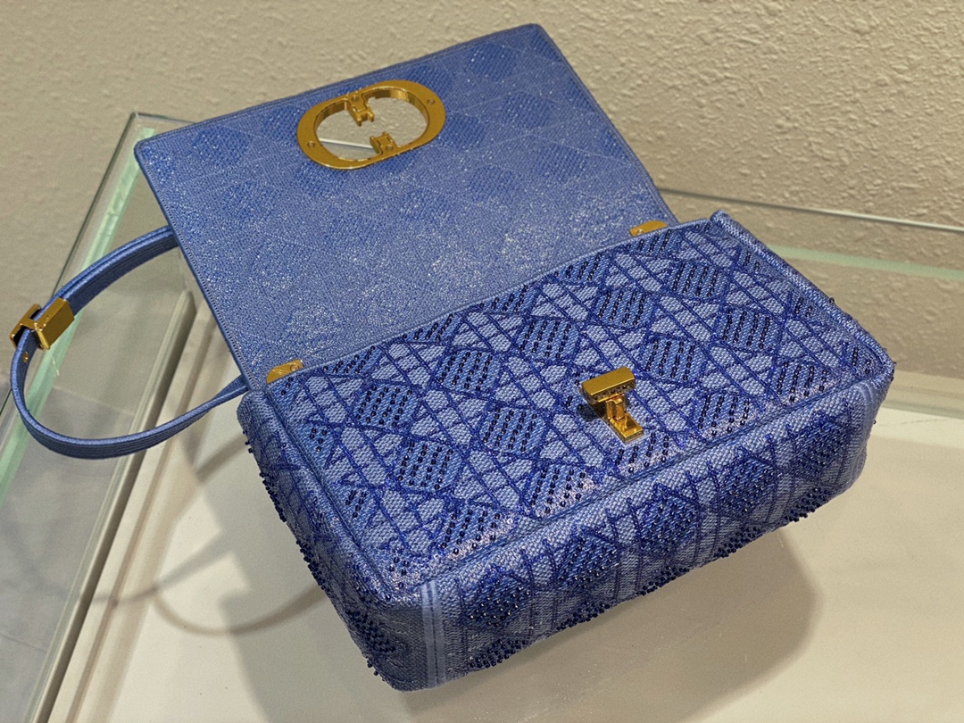 Bagsaaa D10r Caro Medium Cannage Blue Bag - 25.5*15.5*8cm