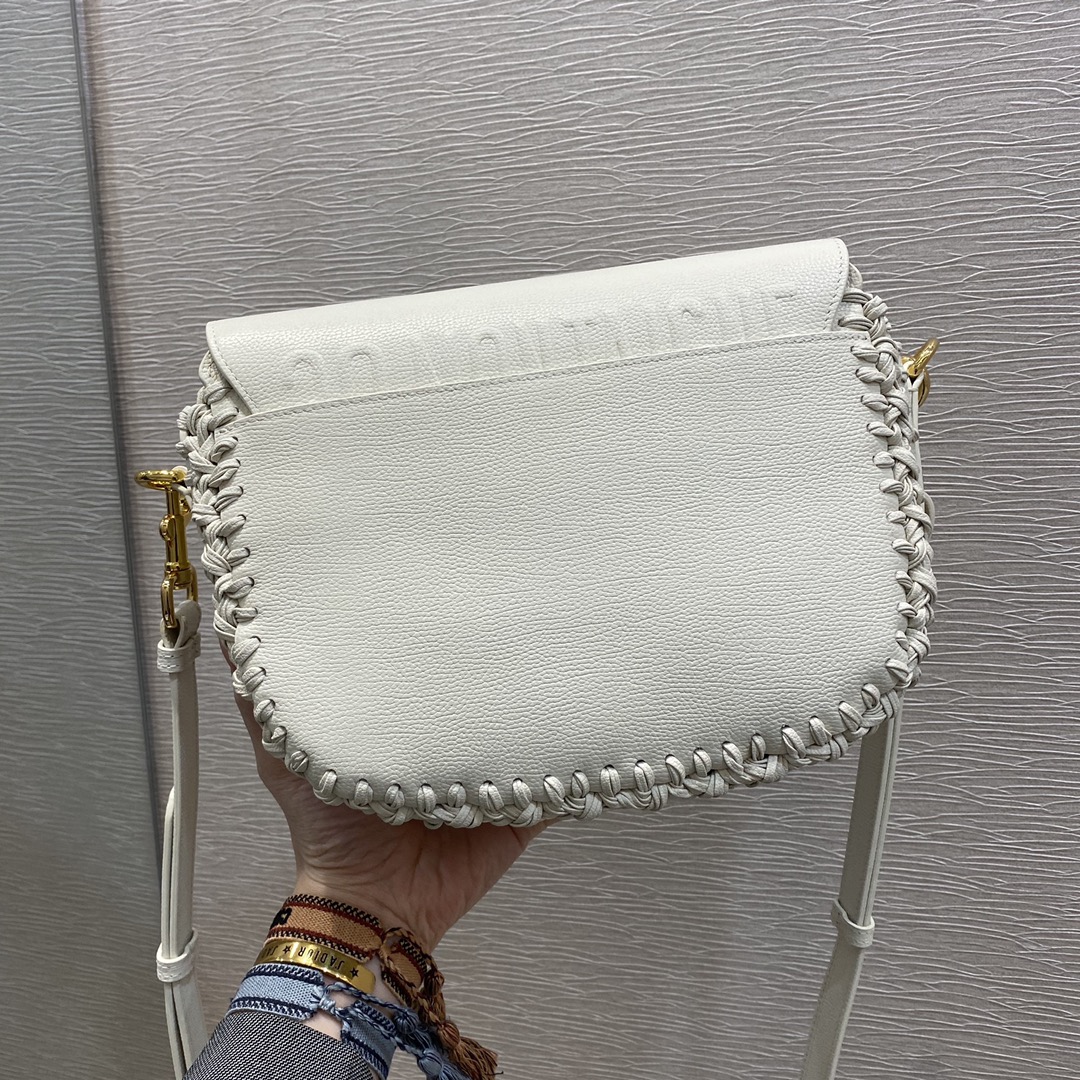 Bagsaaa D10r CD Meidum Bobby Grained Calfskin Leather with Whipstitched Seams