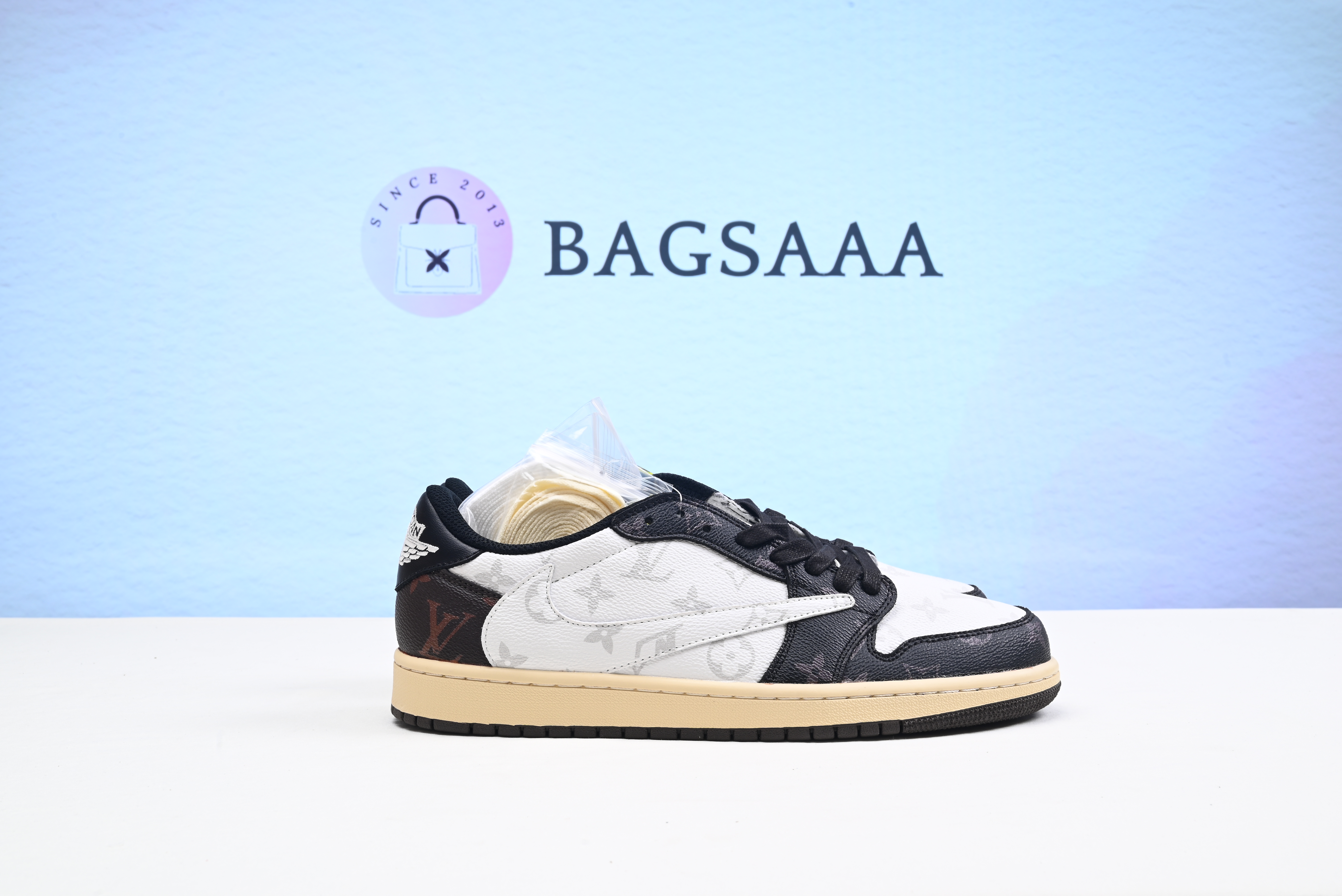 Bagsaaa Nike x LV Air Jordan1 Low Black and White