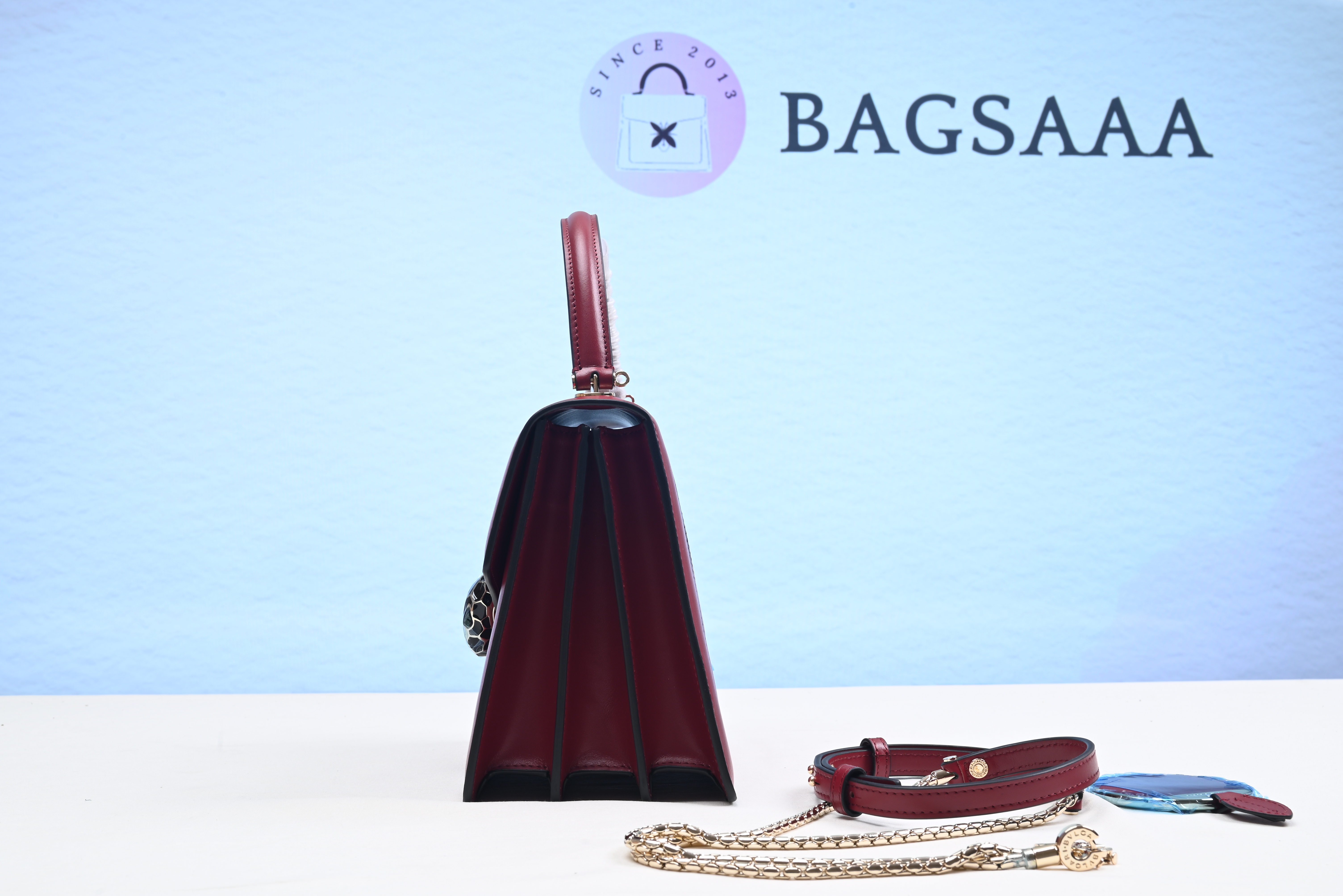 Bagsaaa Bv1g*ai Serpenti Forever Leather Crossbody Red Bag 18cm