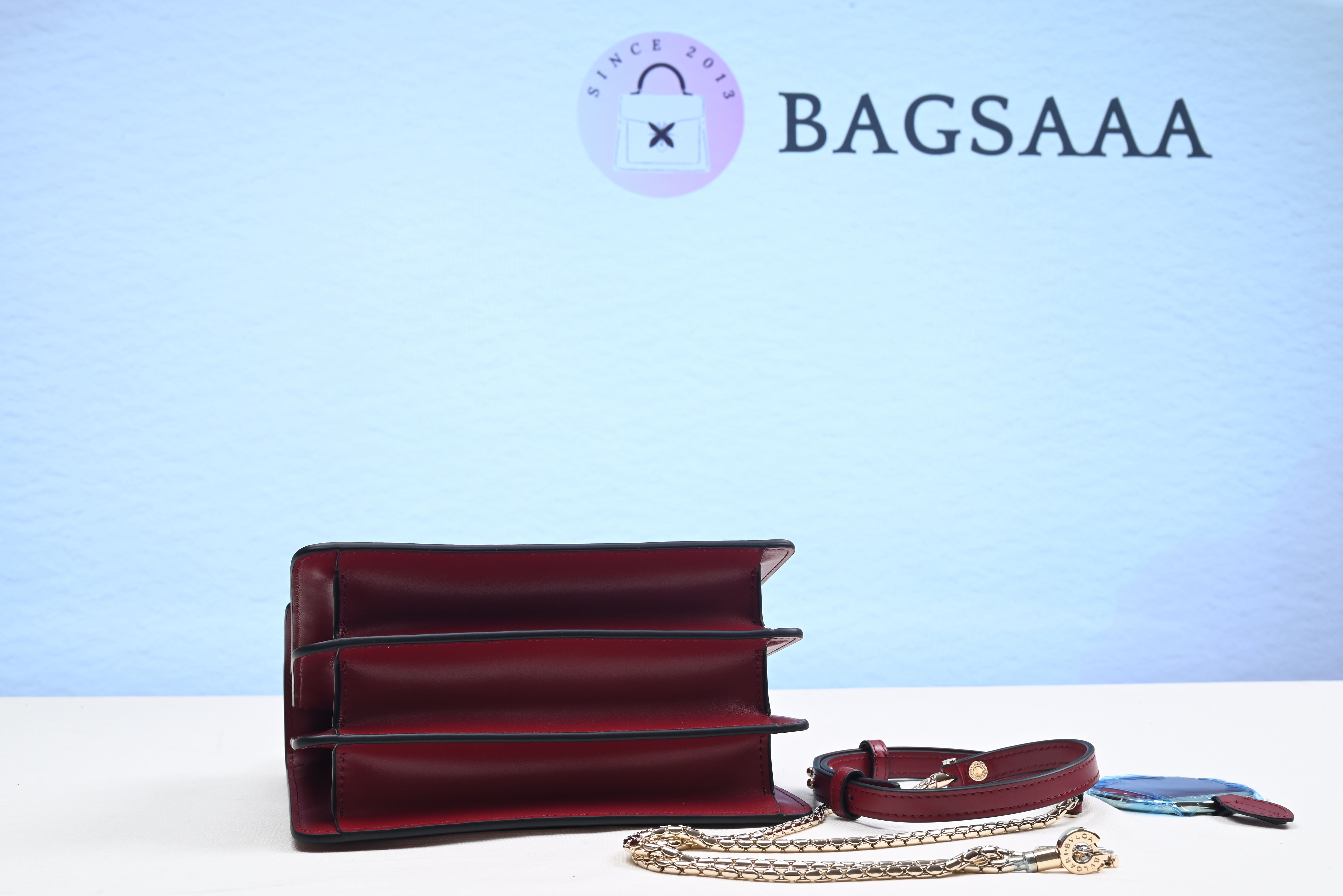 Bagsaaa Bv1g*ai Serpenti Forever Leather Crossbody Red Bag 18cm