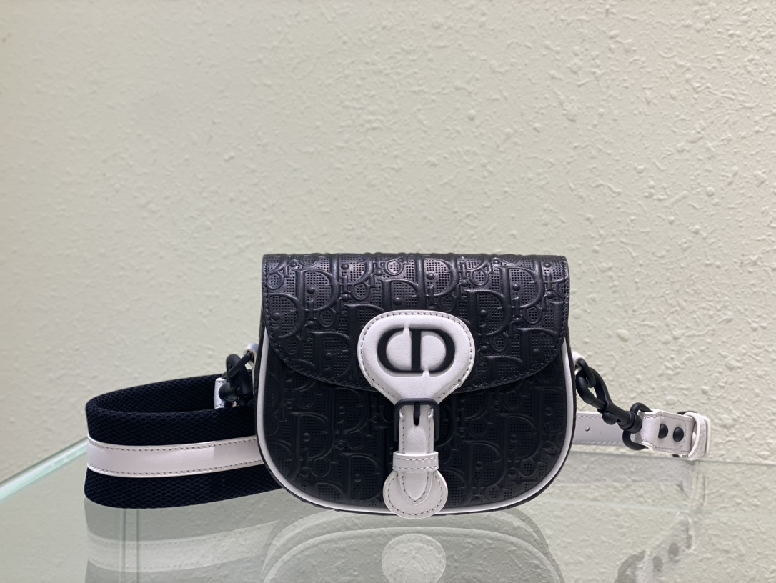 Bagsaaa D10r Perforated Oblique Small Bobby Bag Black
