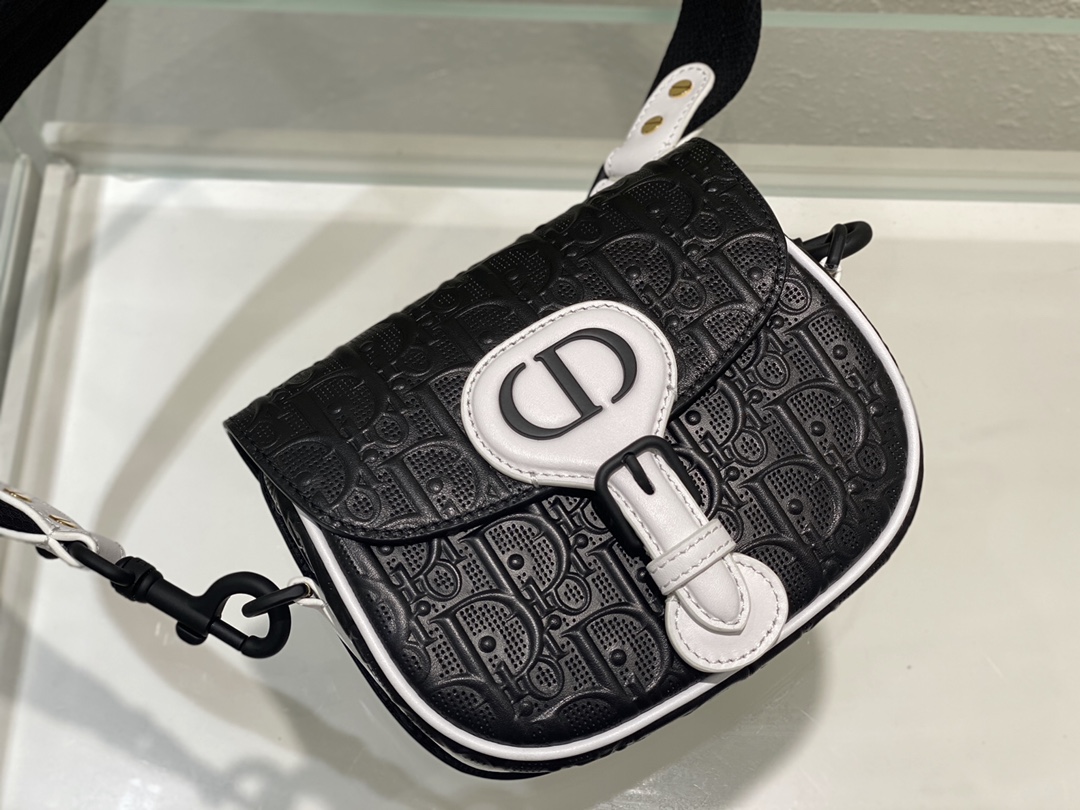 Bagsaaa D10r Perforated Oblique Small Bobby Bag Black