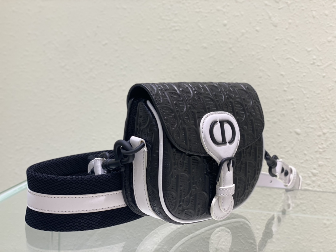 Bagsaaa D10r Perforated Oblique Small Bobby Bag Black