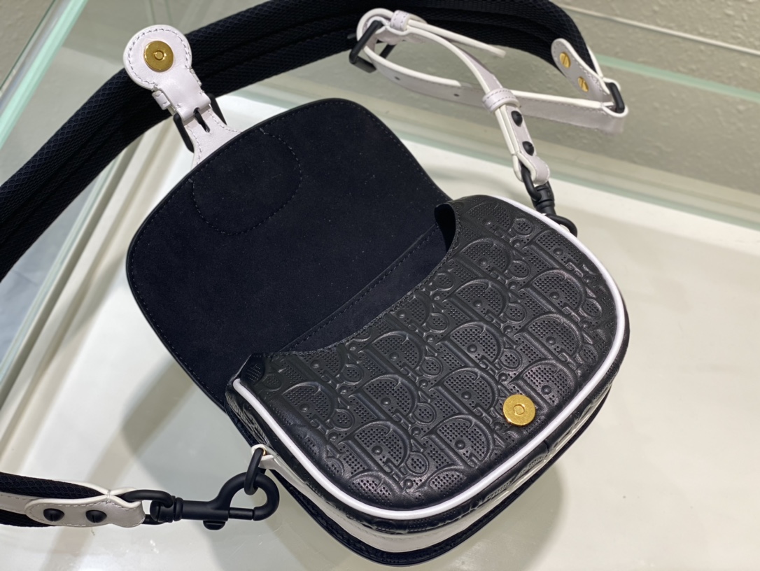 Bagsaaa D10r Perforated Oblique Small Bobby Bag Black