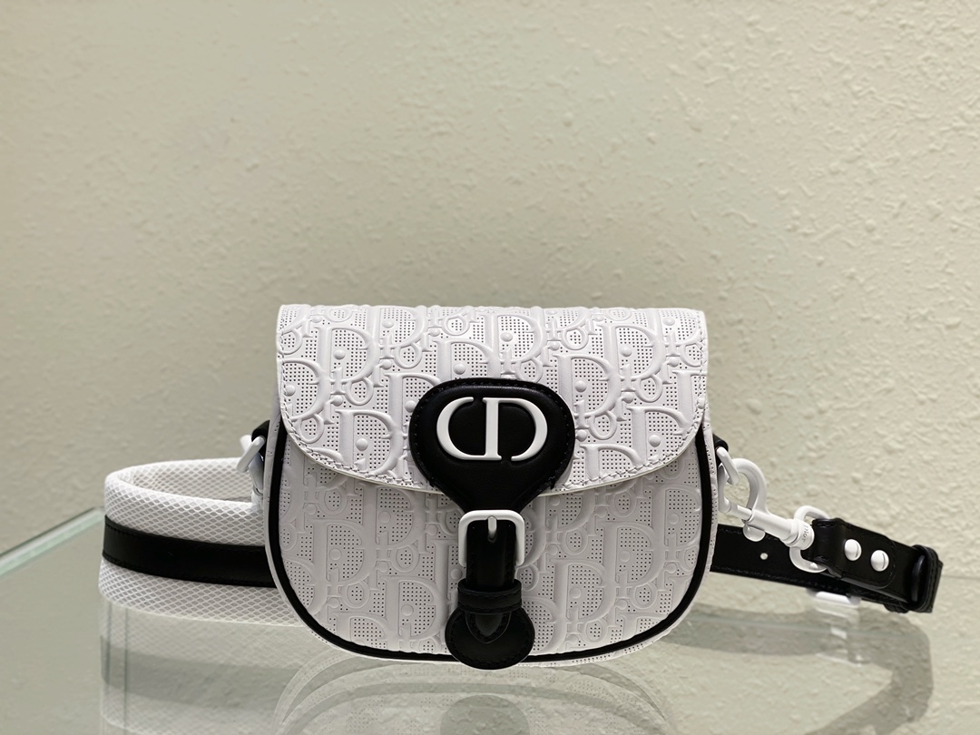 Bagsaaa D10r Perforated Oblique Small Bobby Bag White