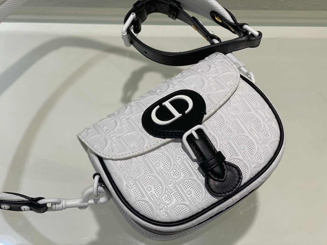Bagsaaa D10r Perforated Oblique Small Bobby Bag White