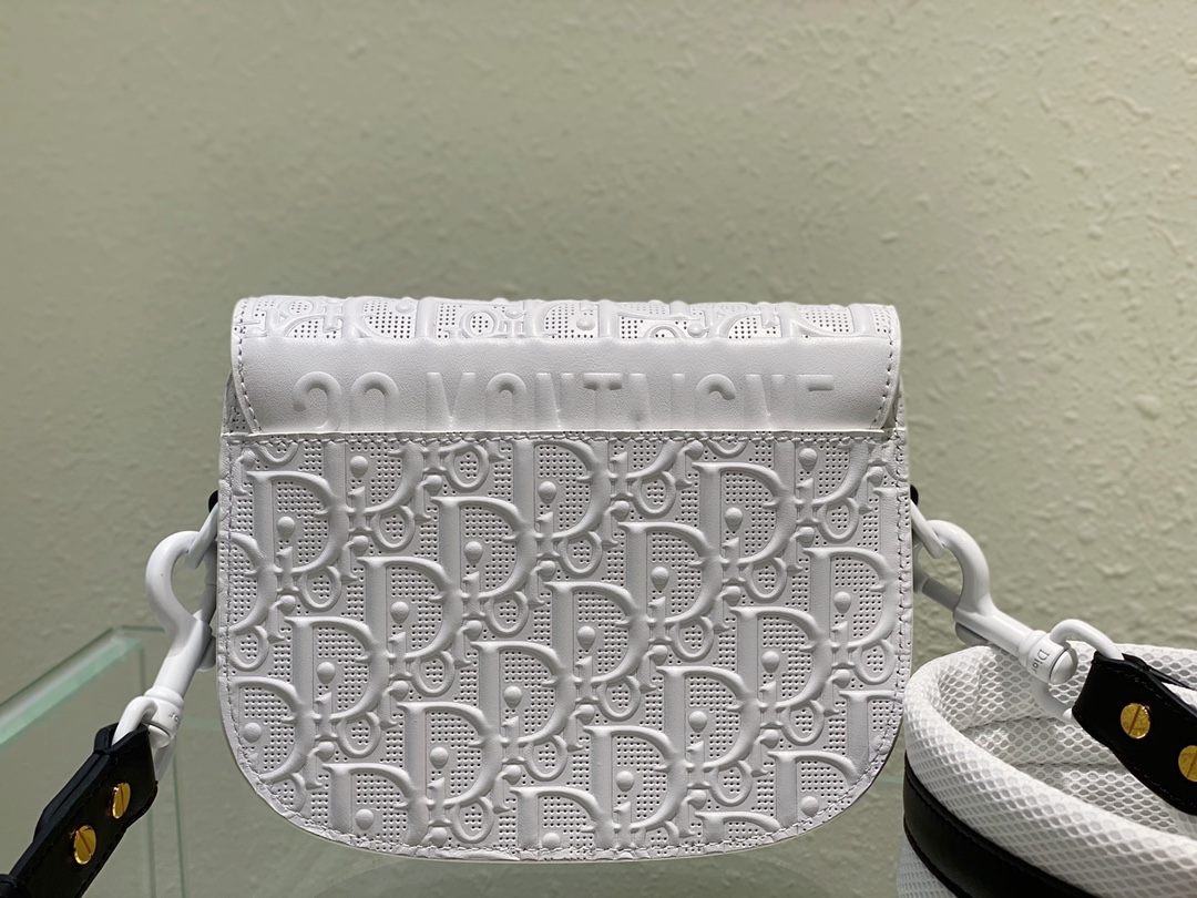 Bagsaaa D10r Perforated Oblique Small Bobby Bag White