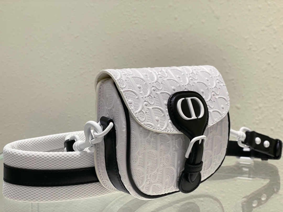 Bagsaaa D10r Perforated Oblique Small Bobby Bag White
