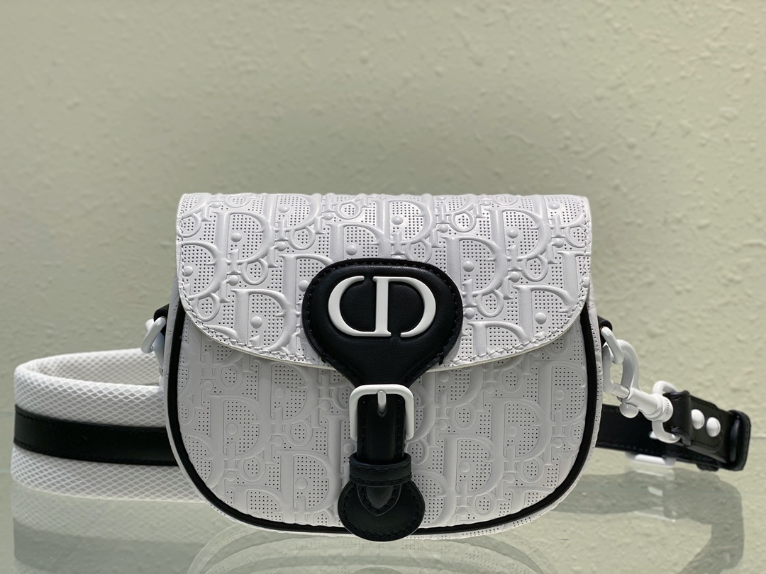 Bagsaaa D10r Perforated Oblique Small Bobby Bag White