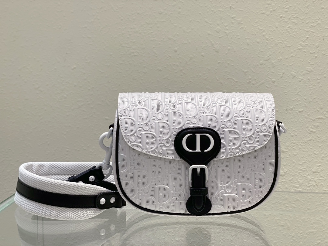 Bagsaaa D10r Perforated Oblique Medium Bobby Bag White