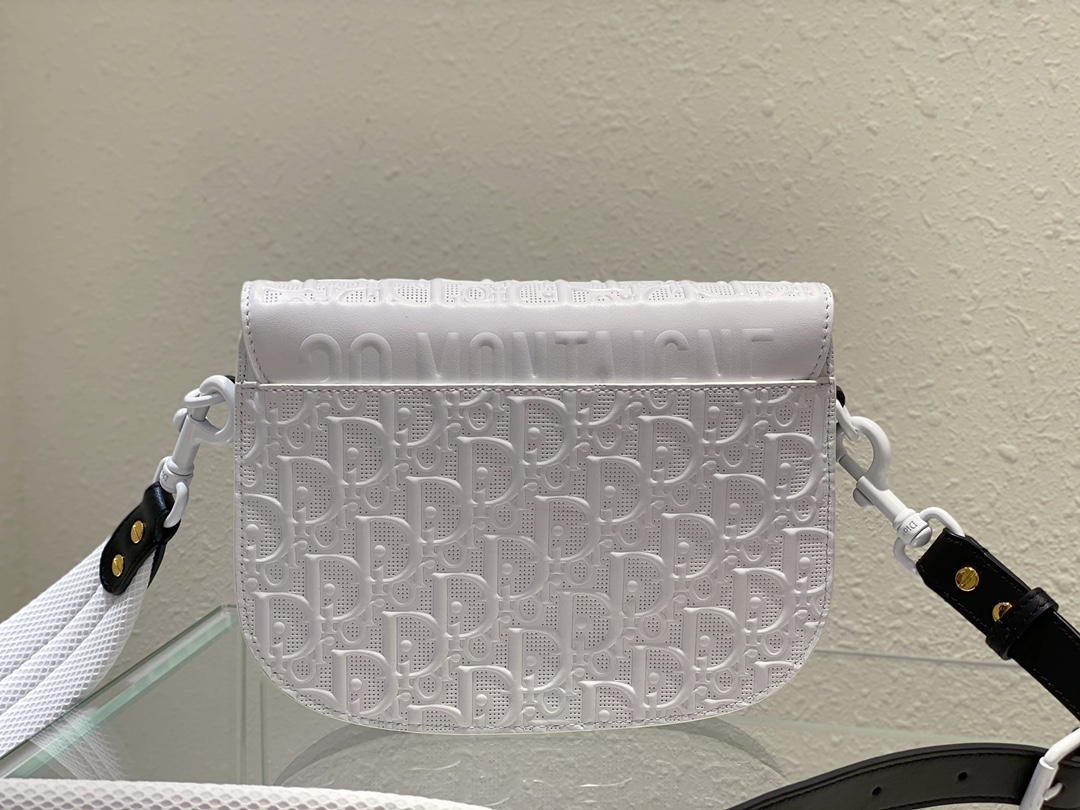 Bagsaaa D10r Perforated Oblique Medium Bobby Bag White