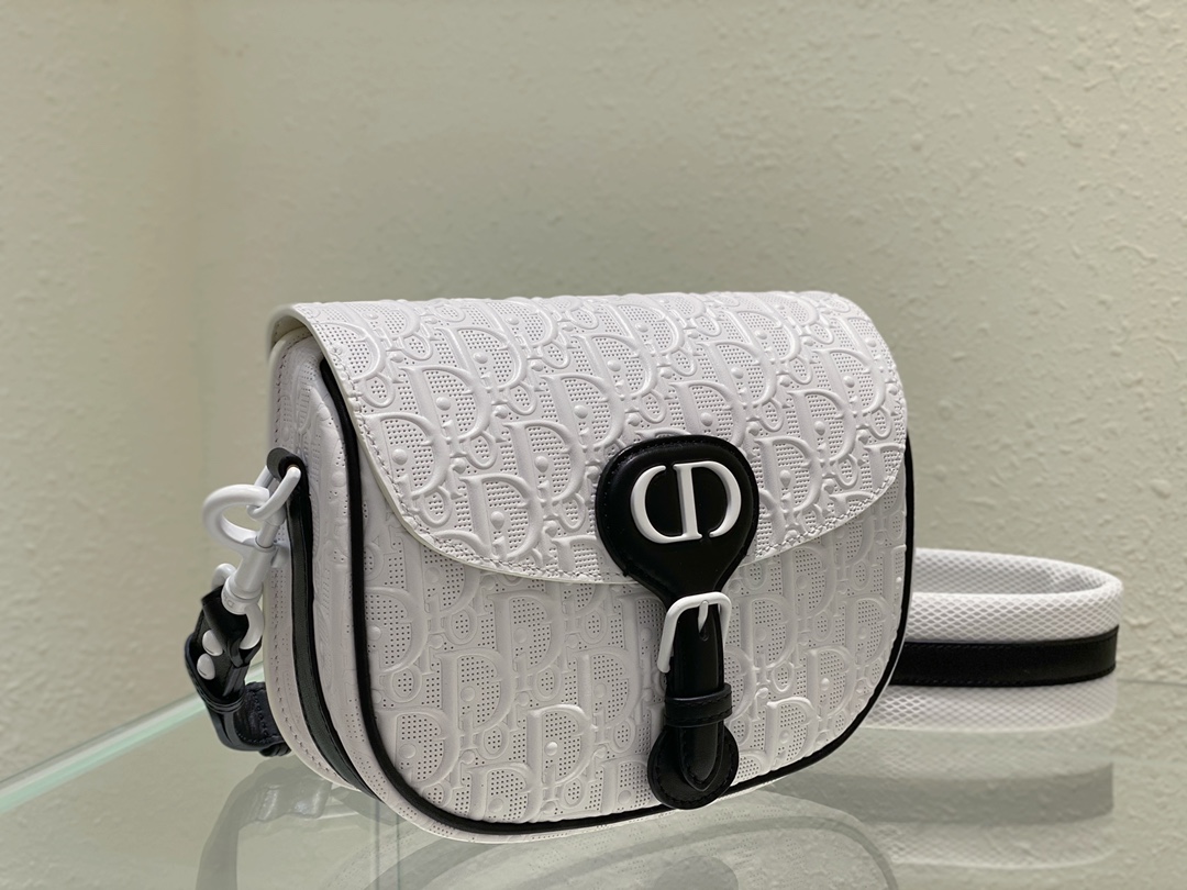 Bagsaaa D10r Perforated Oblique Medium Bobby Bag White