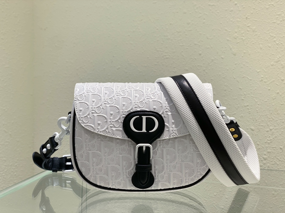 Bagsaaa D10r Perforated Oblique Medium Bobby Bag White