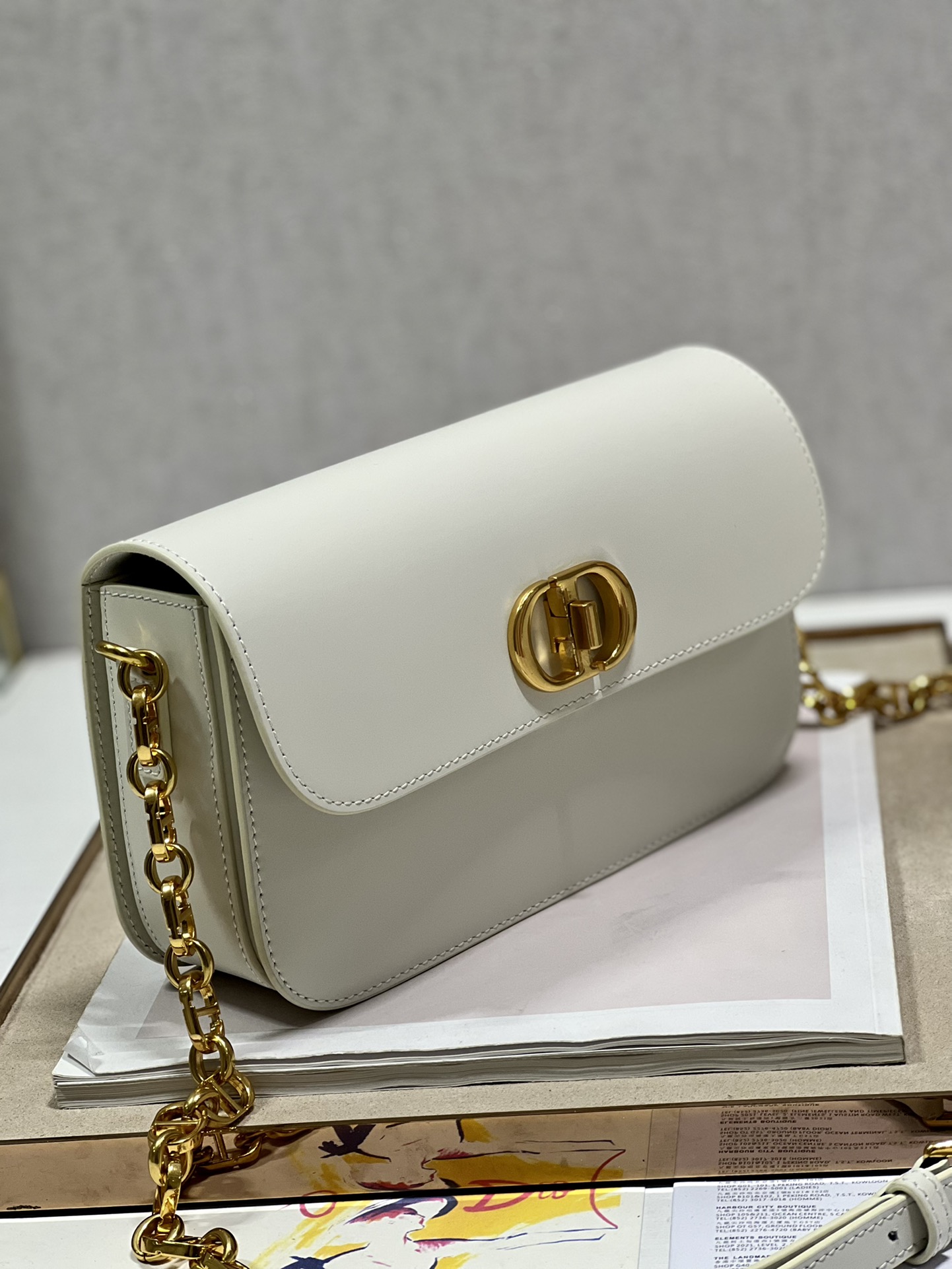 Bagsaaa D10r 30 Montaigne Avenue Bag White Box Calfskin - 22.5 x 12.5 x 6.5 cm