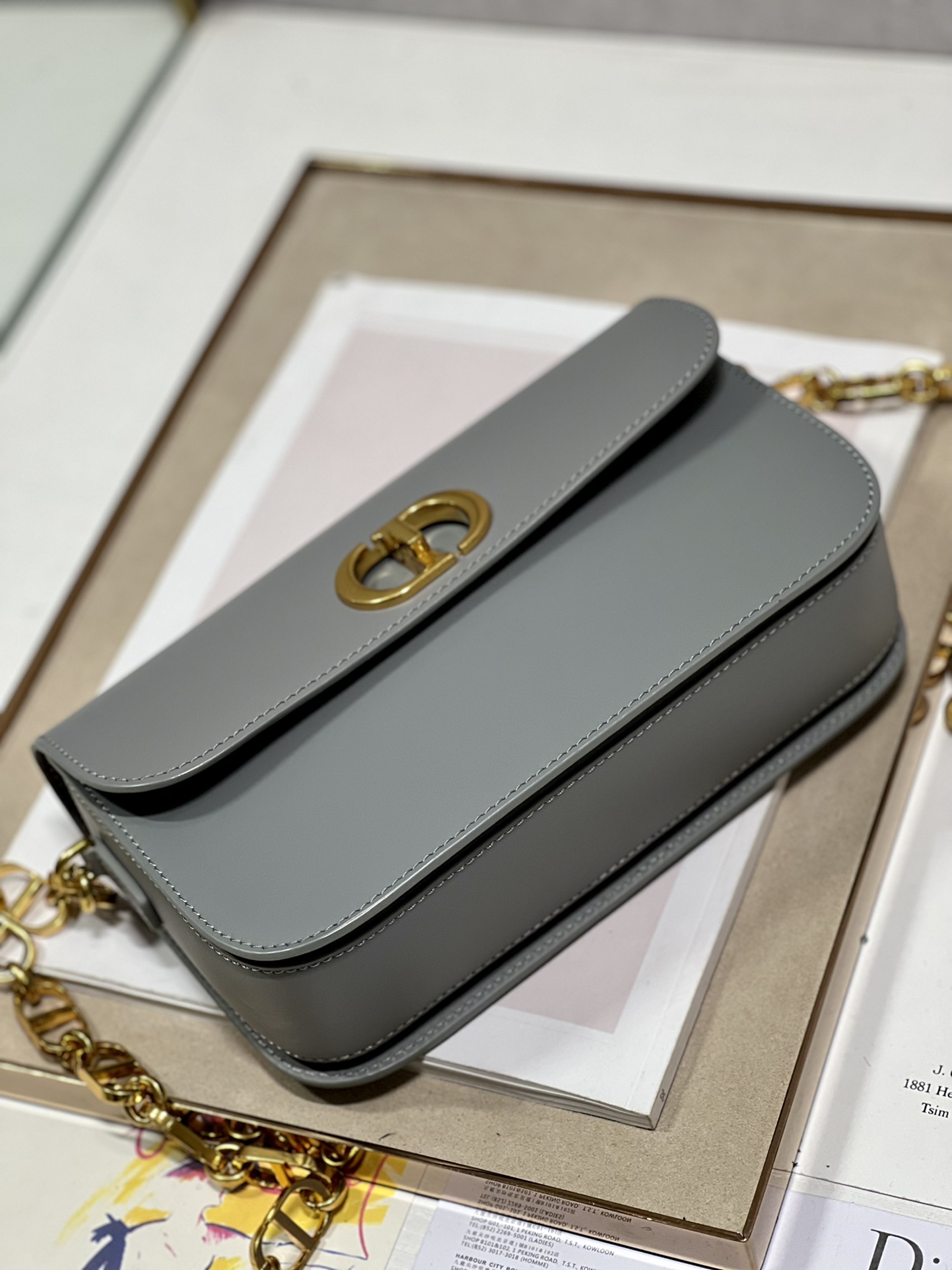 Bagsaaa D10r 30 Montaigne Avenue Bag Grey Box Calfskin - 22.5 x 12.5 x 6.5 cm