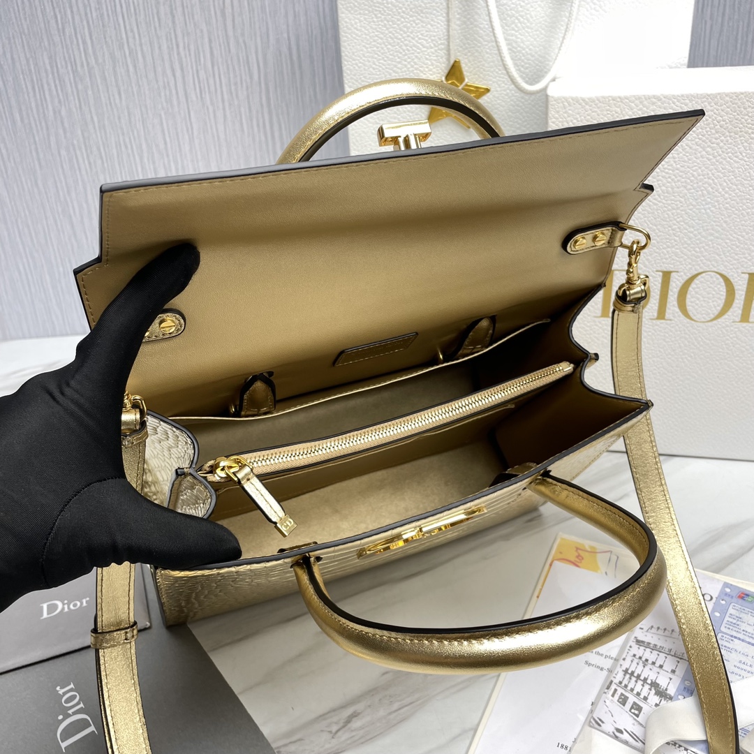 Bagsaaa D10r St Honore Gold Crocodile 30x22.5x16