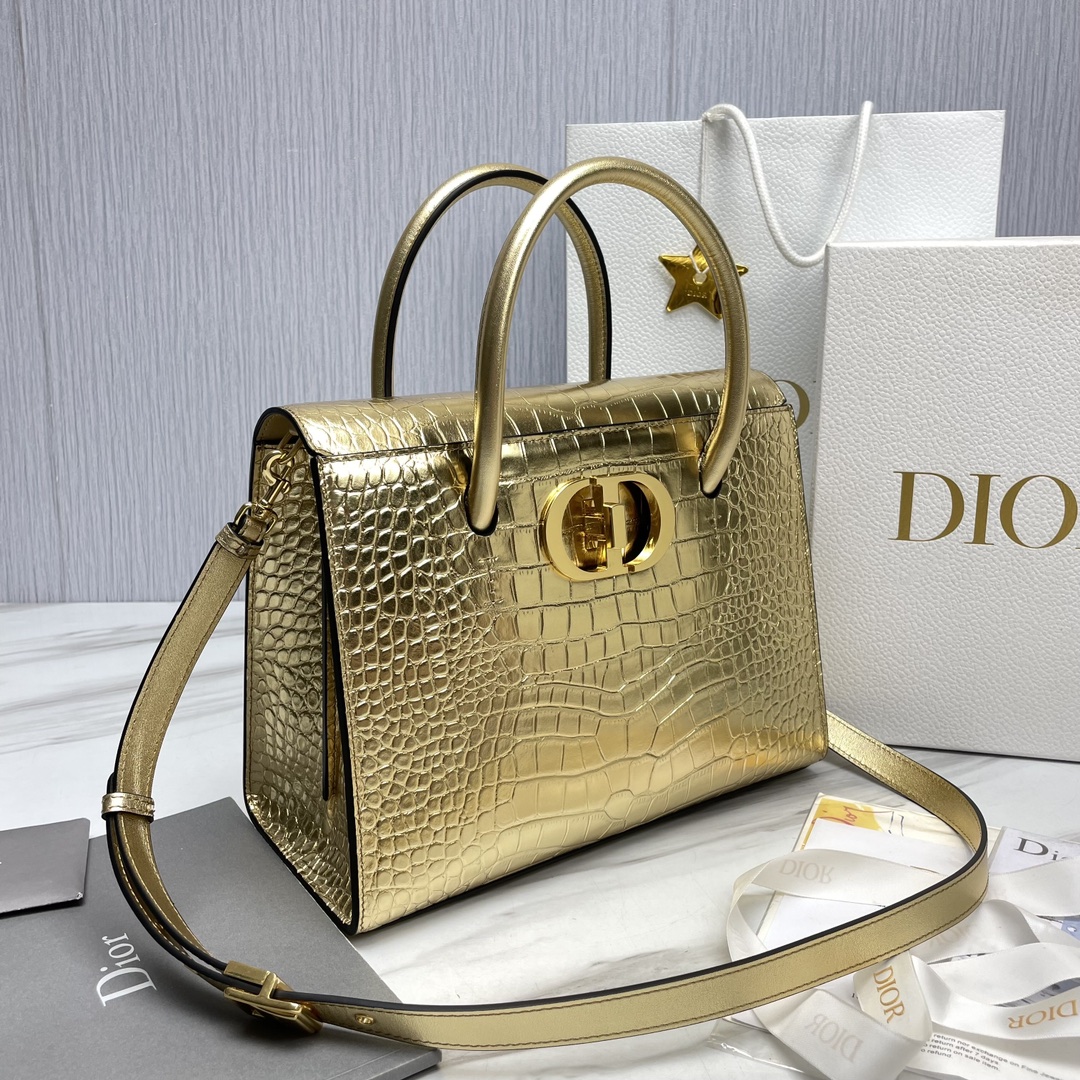 Bagsaaa D10r St Honore Gold Crocodile 30x22.5x16
