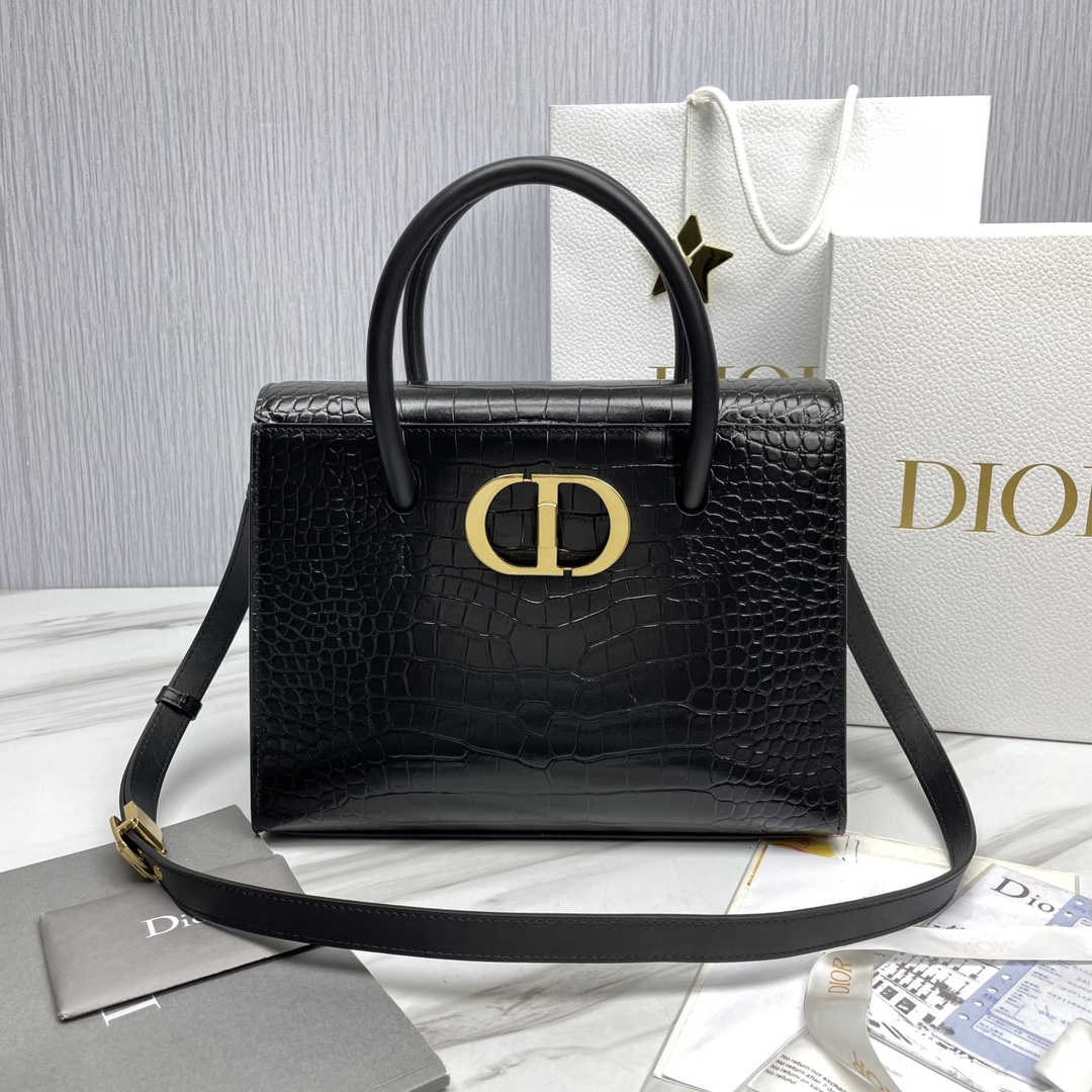 Bagsaaa D10r St Honore Black Crocodile 30x22.5x16