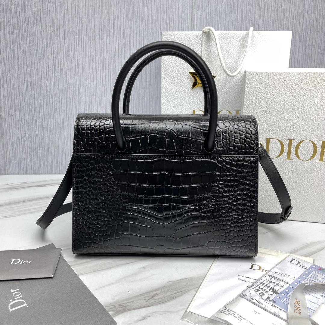 Bagsaaa D10r St Honore Black Crocodile 30x22.5x16