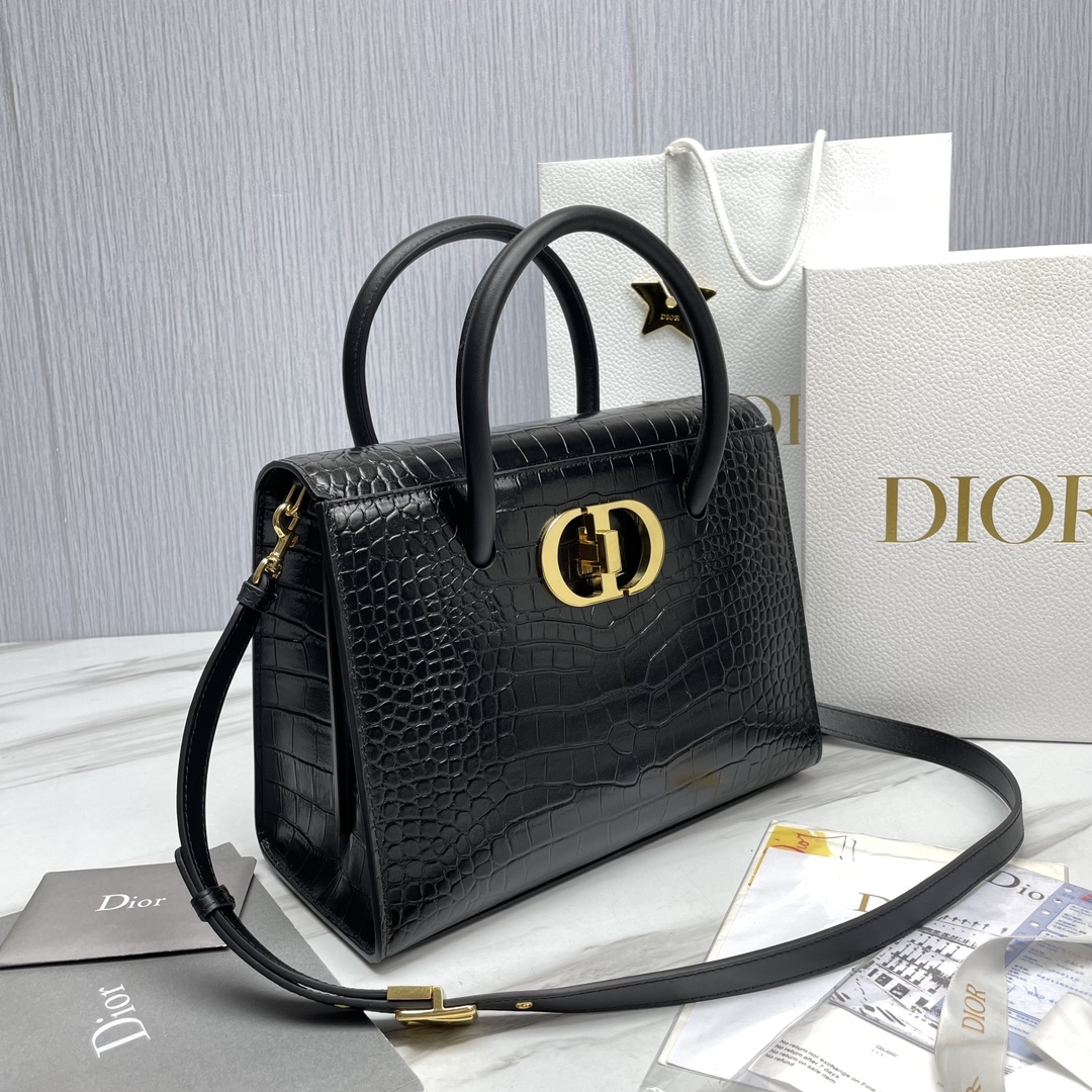 Bagsaaa D10r St Honore Black Crocodile 30x22.5x16