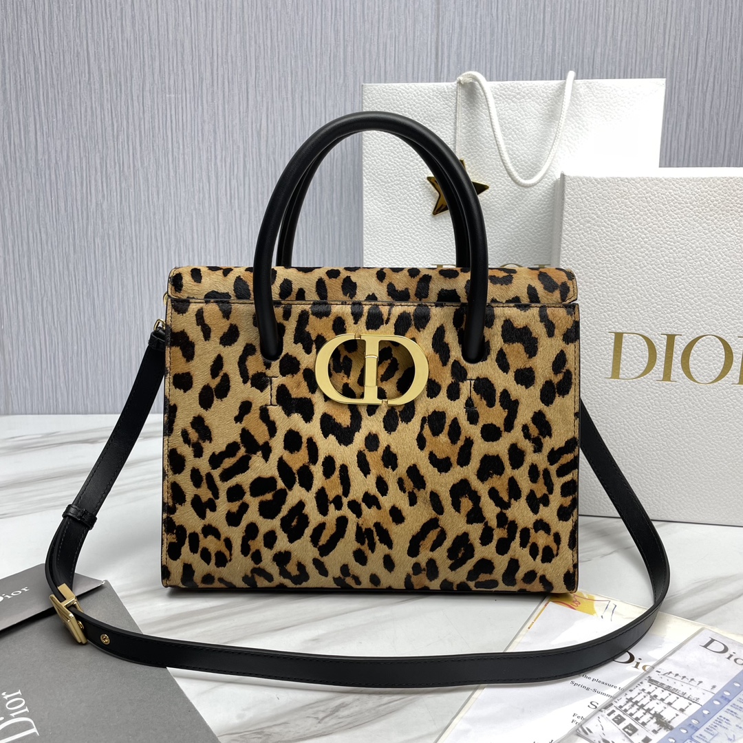 Bagsaaa D10r St Honore Leopard Leather 30x22.5x16