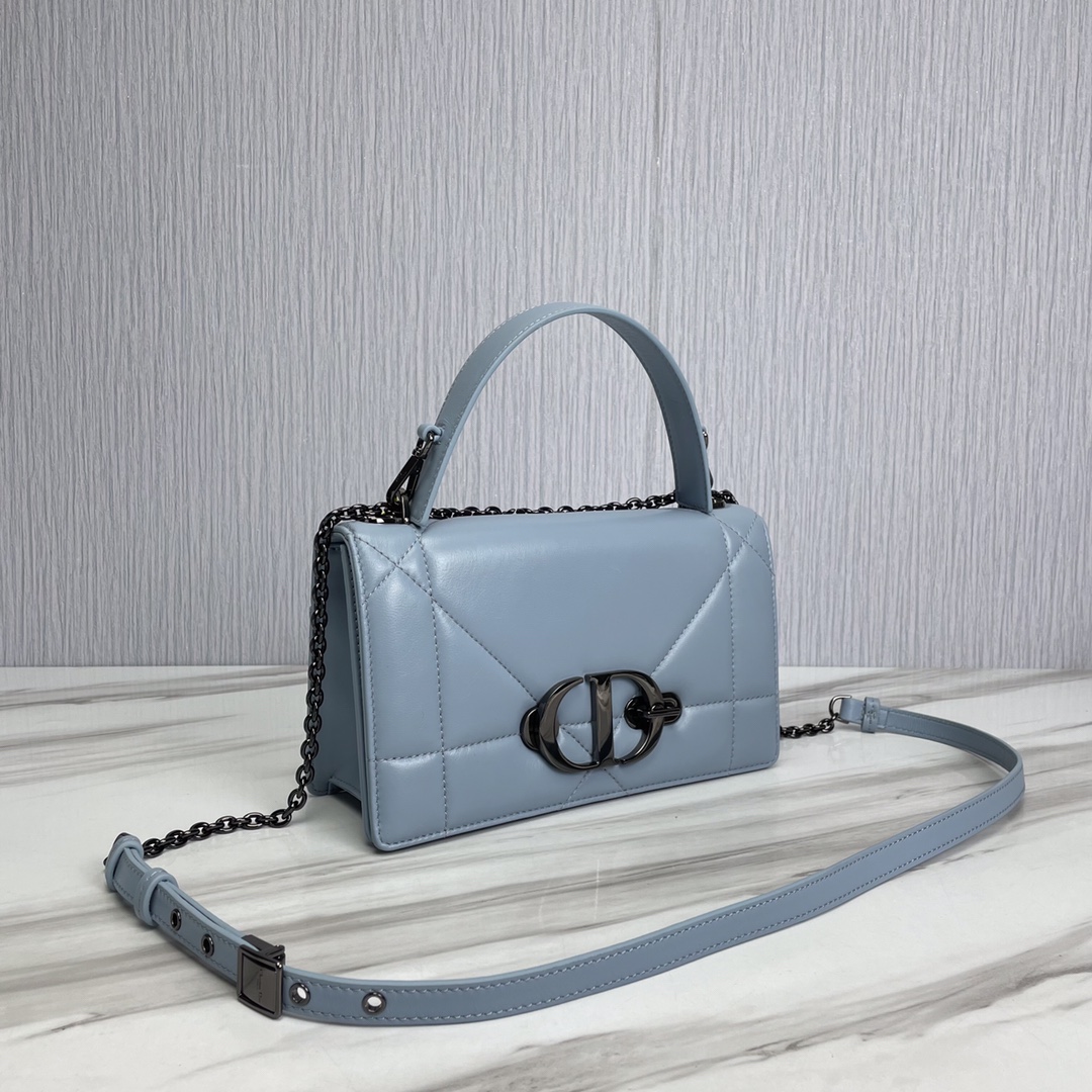 Bagsaaa D10r 30 Montaigne Chain Bag with Handle Maxicannage Blue Lambskin - 25x15x8cm
