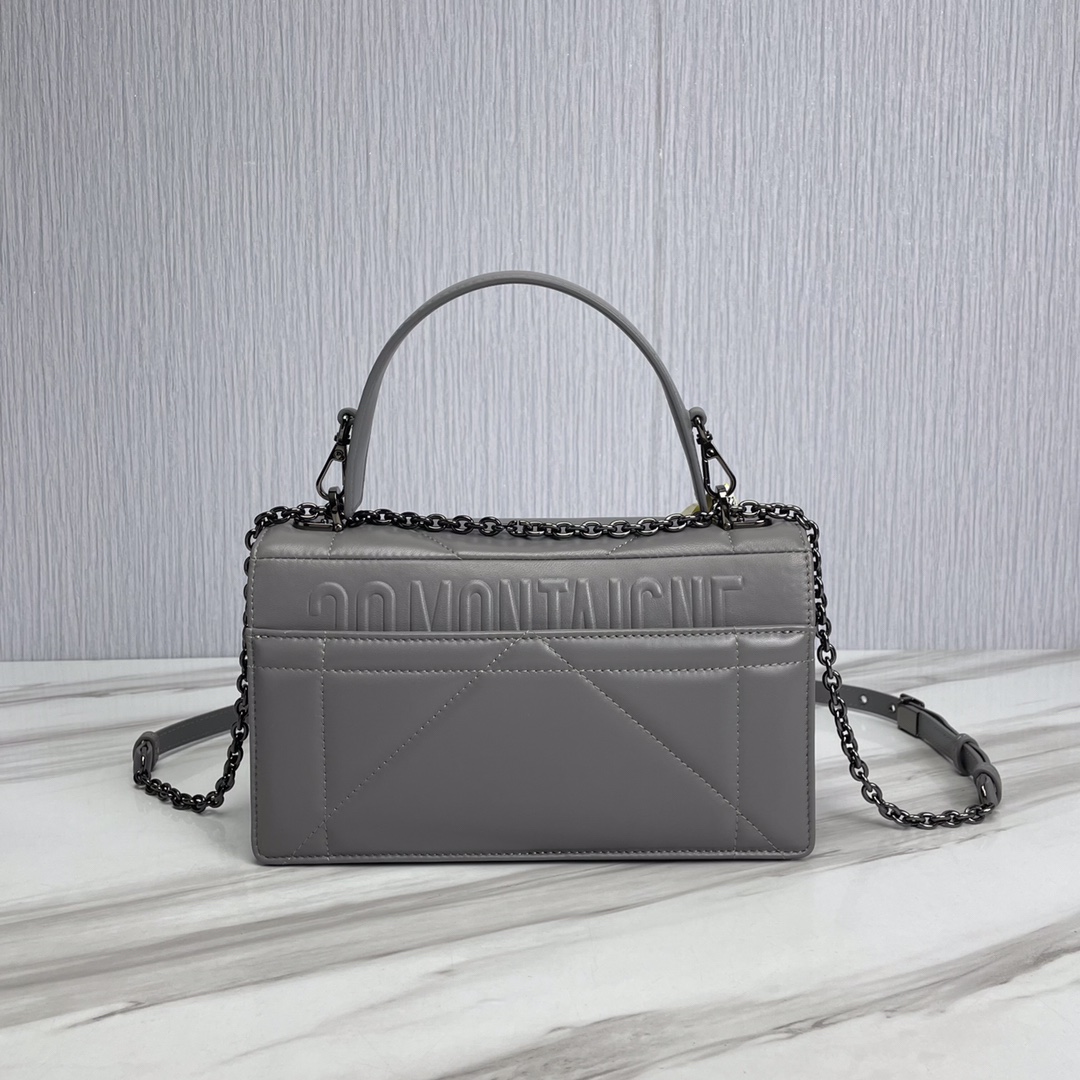 Bagsaaa D10r 30 Montaigne Chain Bag with Handle Maxicannage Grey Lambskin - 25x15x8cm