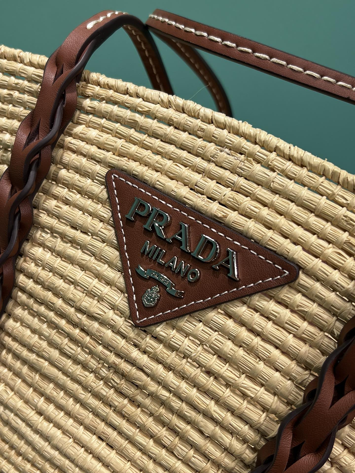 Bagsaa Pra*a Raffia Woven Braided Basket Tote - 50x25x16cm