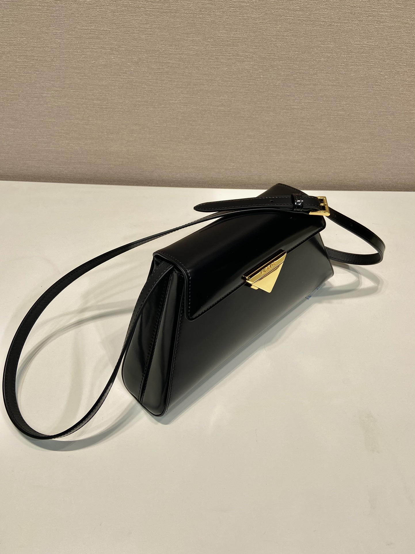 Bagsaa Pra*a Logo Triangle Medium Handbag Black - 28.5x14x7cm