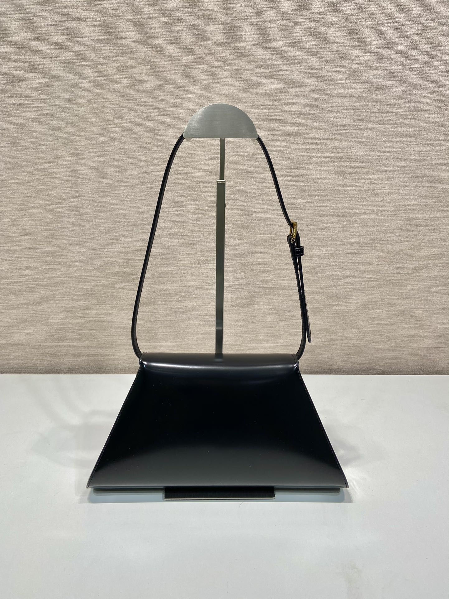 Bagsaa Pra*a Logo Triangle Medium Handbag Black - 28.5x14x7cm