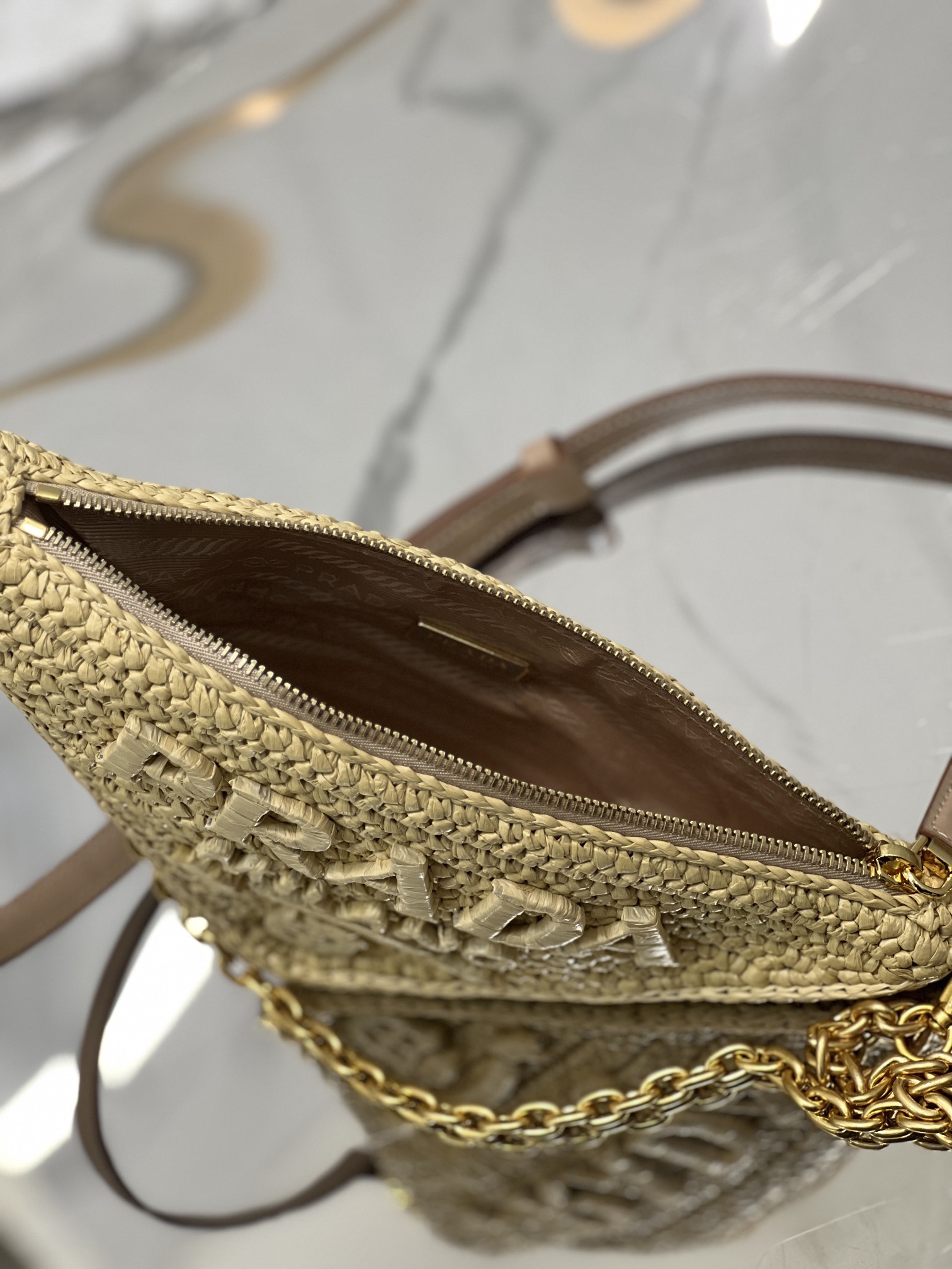 Bagsaaa Pra*a Raffia Triangle Bag - 26*14*6CM