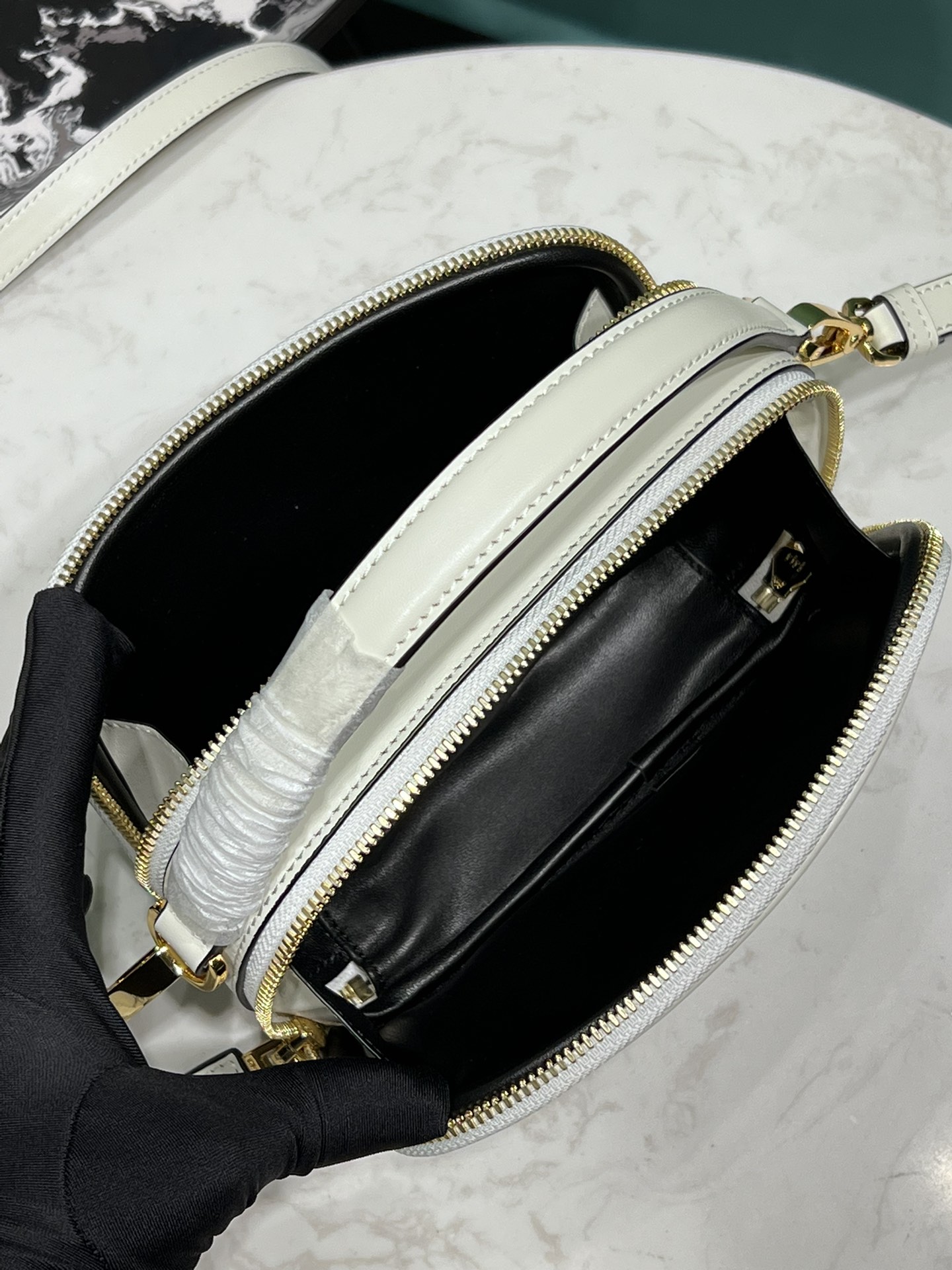 Bagsaaa Pra*a Odette leather mini-bag white - 18.5*13*6.5cm