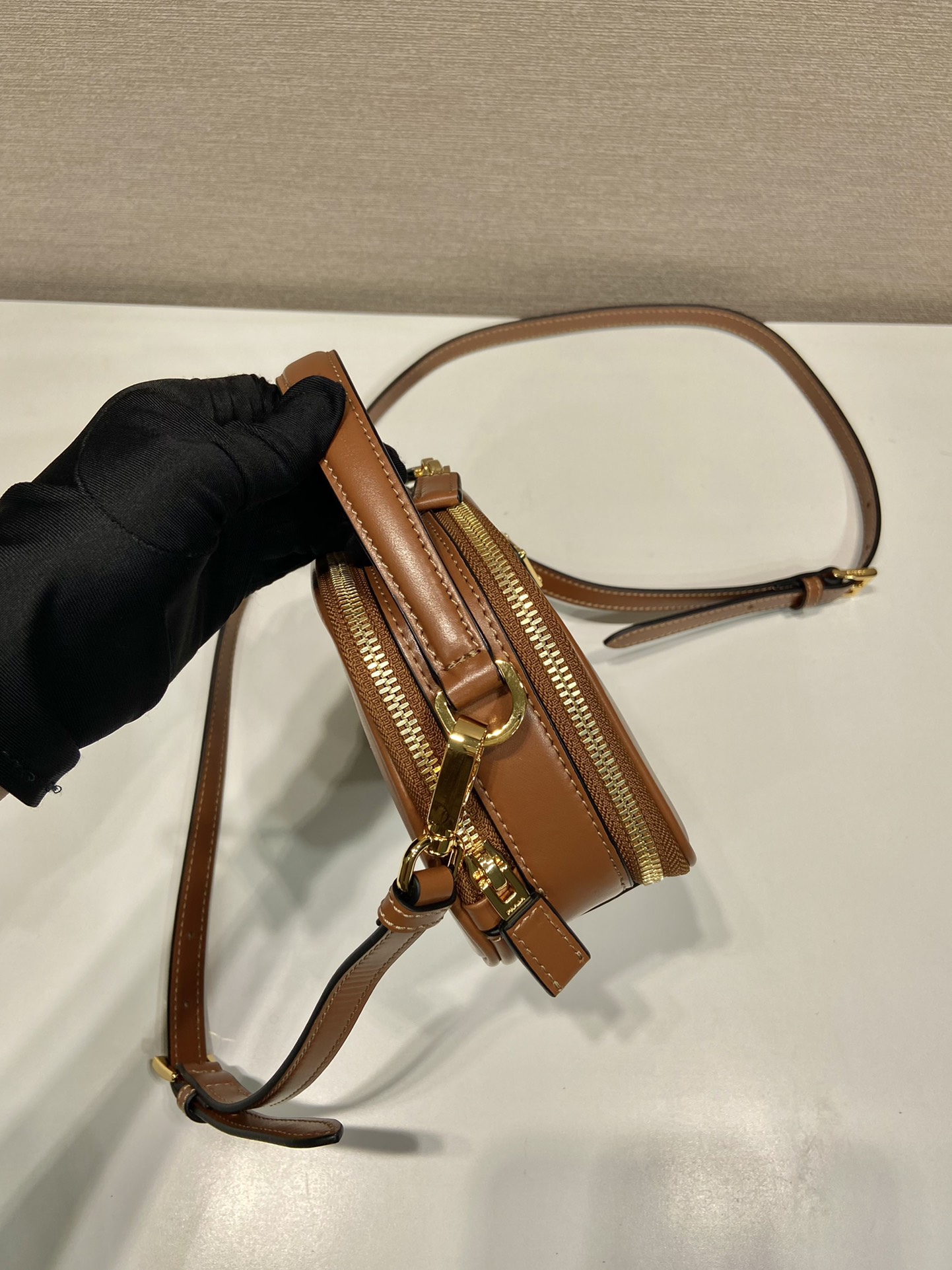 Bagsaaa Pra*a Odette leather mini-bag brown - 18.5*13*6.5cm